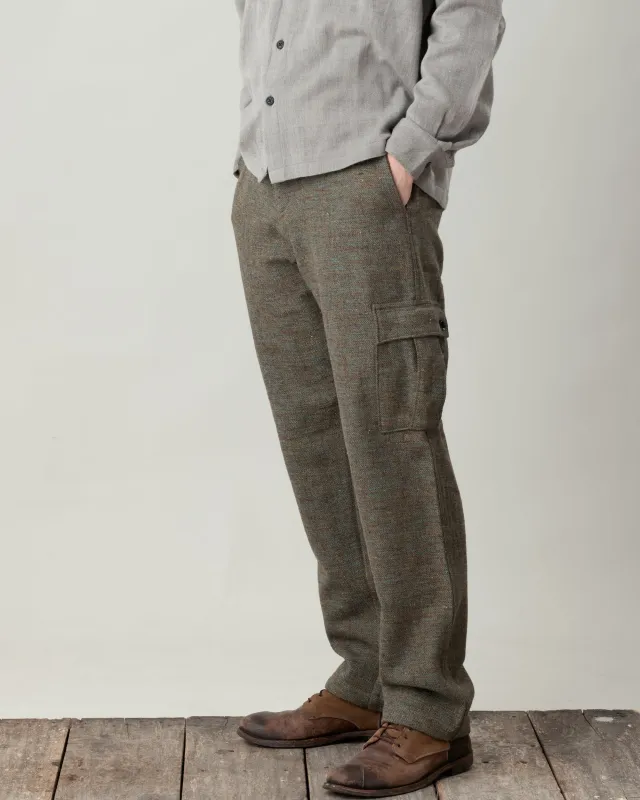 Malana Cargo Pant - Melange Wool in Marine made by The Umber & Ochre
