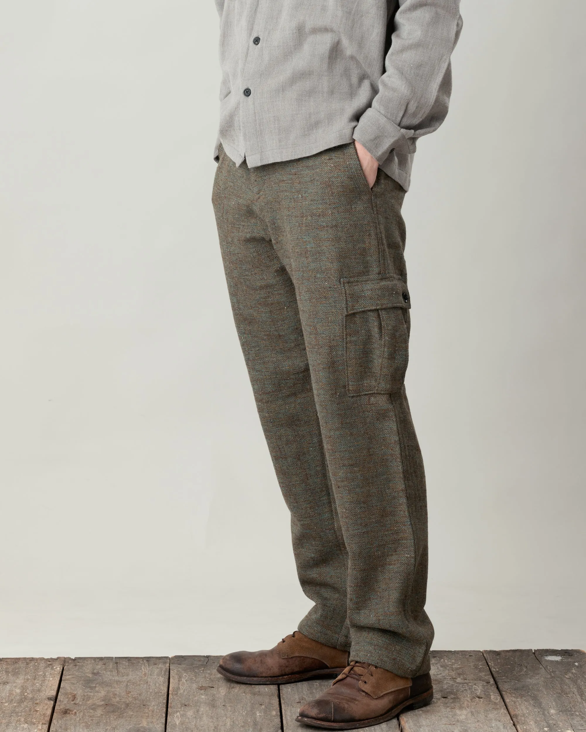Malana Cargo Pant - Melange Wool in Marine sold by The Umber & Ochre