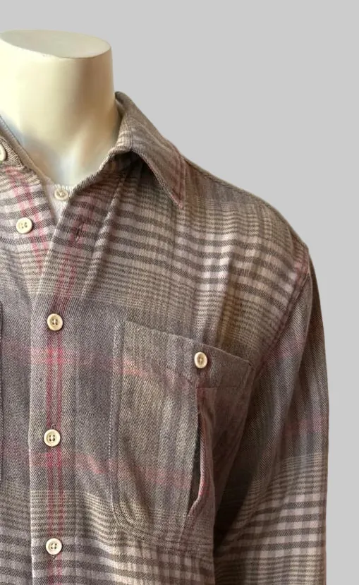 Vivek Overshirt - Cotton Wool Flannel in Brown Plaid sold by The Umber & Ochre product image thumbnail 2