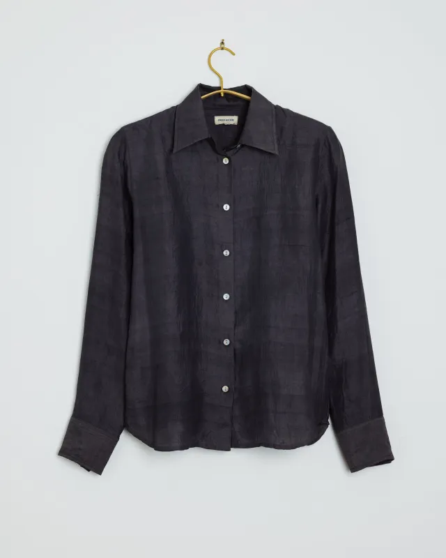 Tiya Slim Shirt - Silk in Charcoal made by The Umber & Ochre