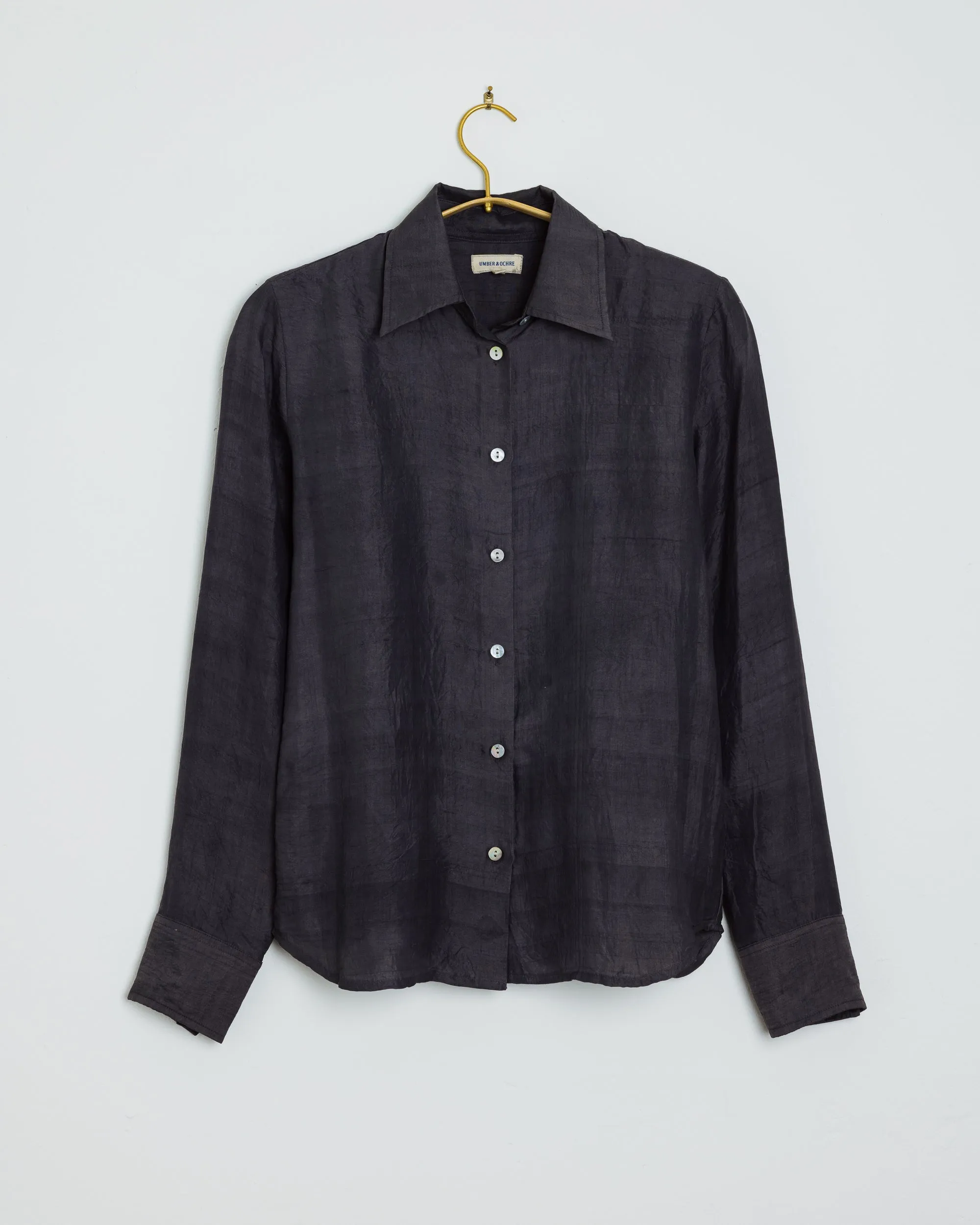 Tiya Slim Shirt - Silk in Charcoal sold by The Umber & Ochre