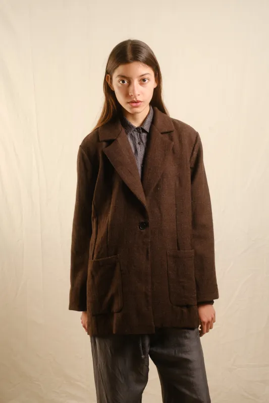 Ekta Blazer - Yak Wool in Natural Brown made by The Umber & Ochre