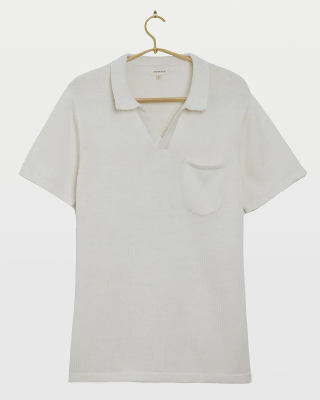 Manbir Johnny Collar SS Knit Tee in Kora made by The Umber & Ochre
