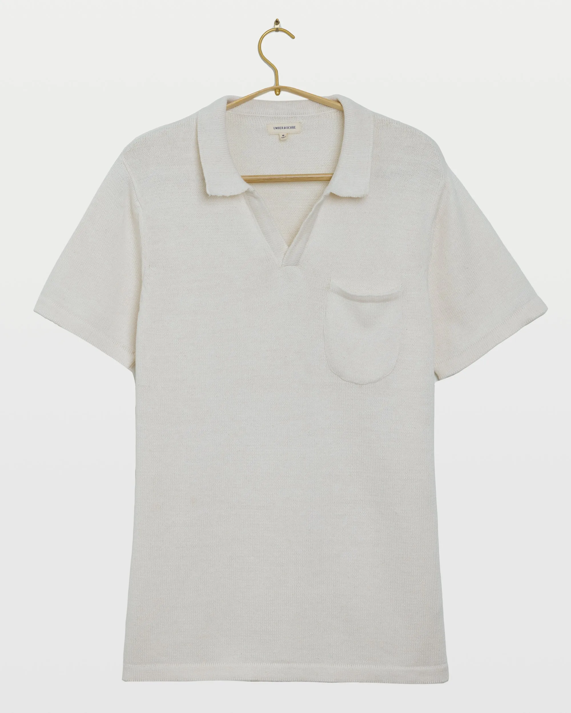 Manbir Johnny Collar SS Knit Tee in Kora sold by The Umber & Ochre