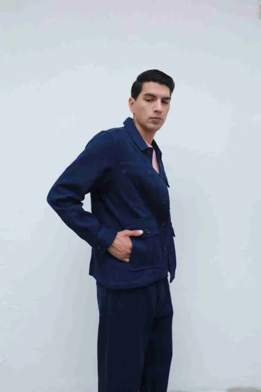 Akash Chore Coat Denim Twill in Indigo made by Umber & Ochre