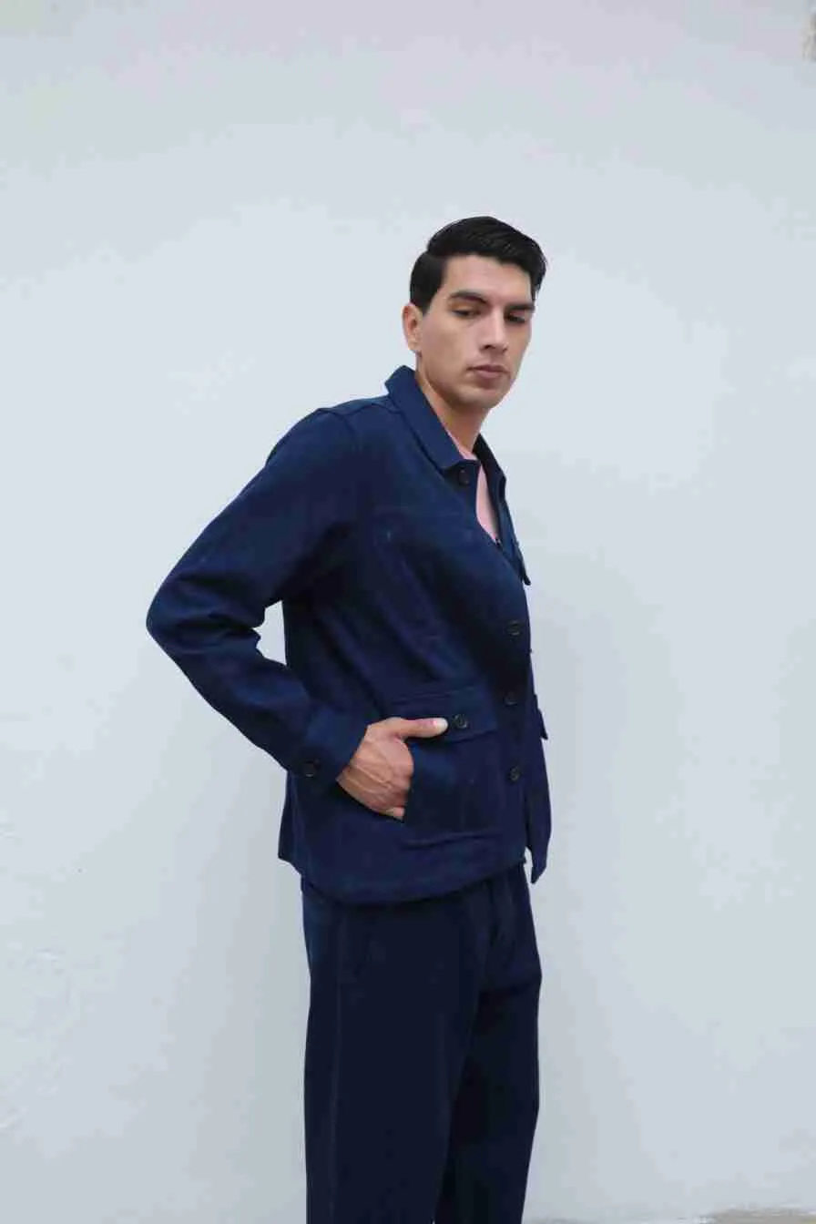 Akash Chore Coat Denim Twill in Indigo sold by The Umber & Ochre