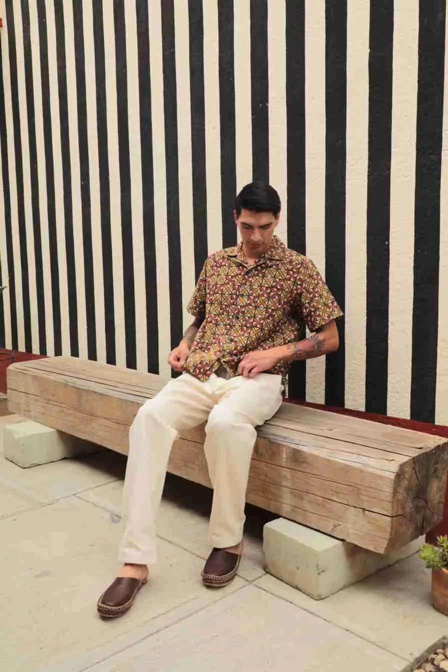 Khushi Camp Shirt Cotton Kora With Pinwheel Print Multi sold by The Umber & Ochre product image thumbnail 2