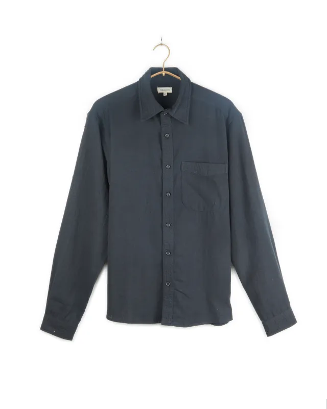 Neil Long Sleeves Shirt Cotton Kora in Black made by Umber & Ochre