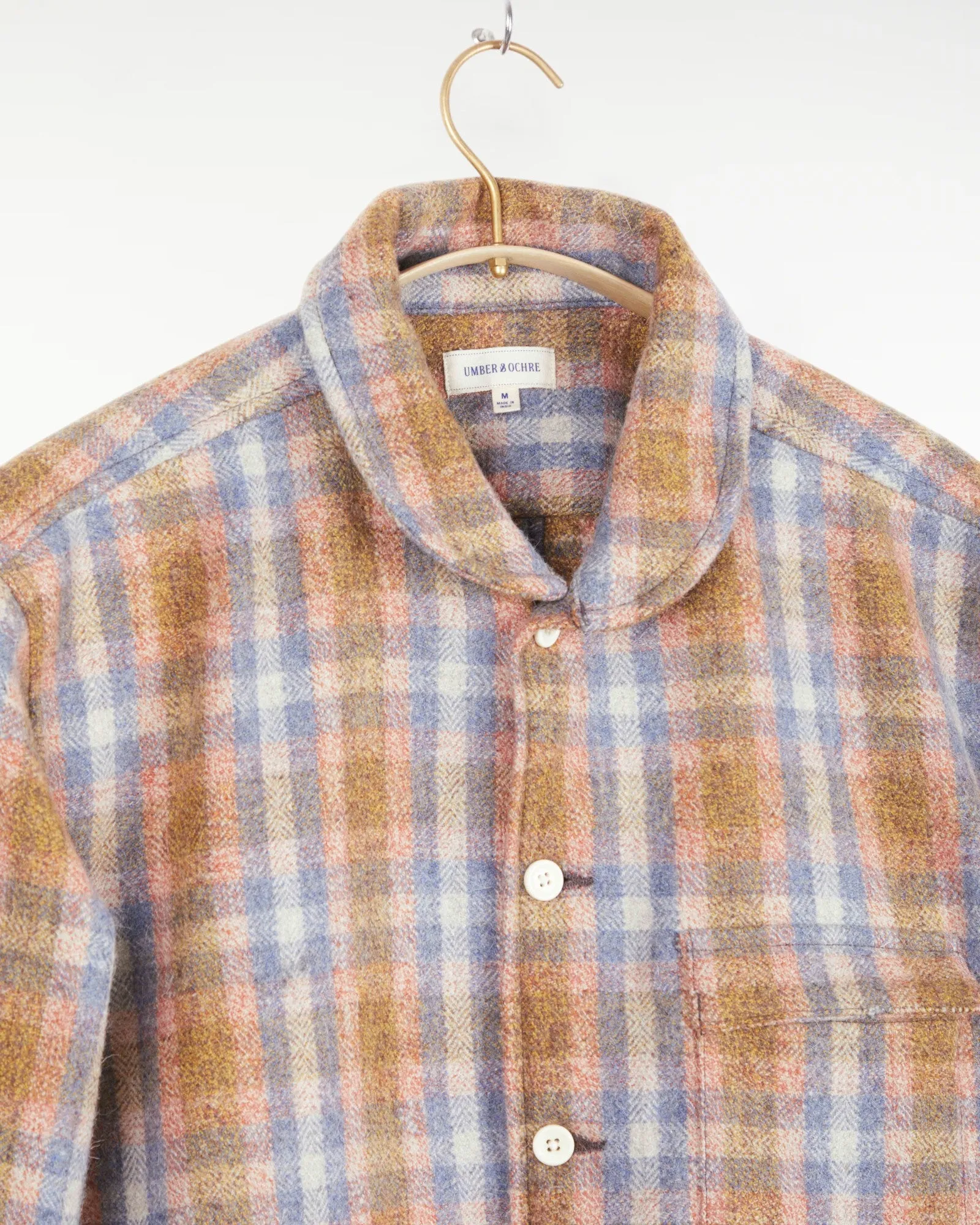 Yatree Shawl Collar Overshirt Plaid Wool Blue Coral sold by The Umber & Ochre product image thumbnail 2