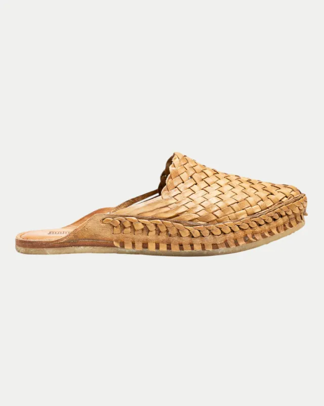 Men's Woven City Slide in Honey + No Stripes made by Mohinders Shoes