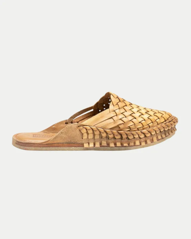 Women's Woven City Slide in Honey + No Stripes made by Mohinders Shoes