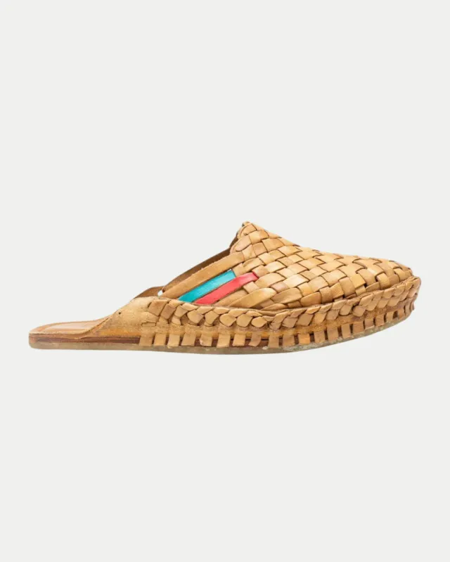Women's Woven Slide in Honey + Stripes made by Mohinders Shoes