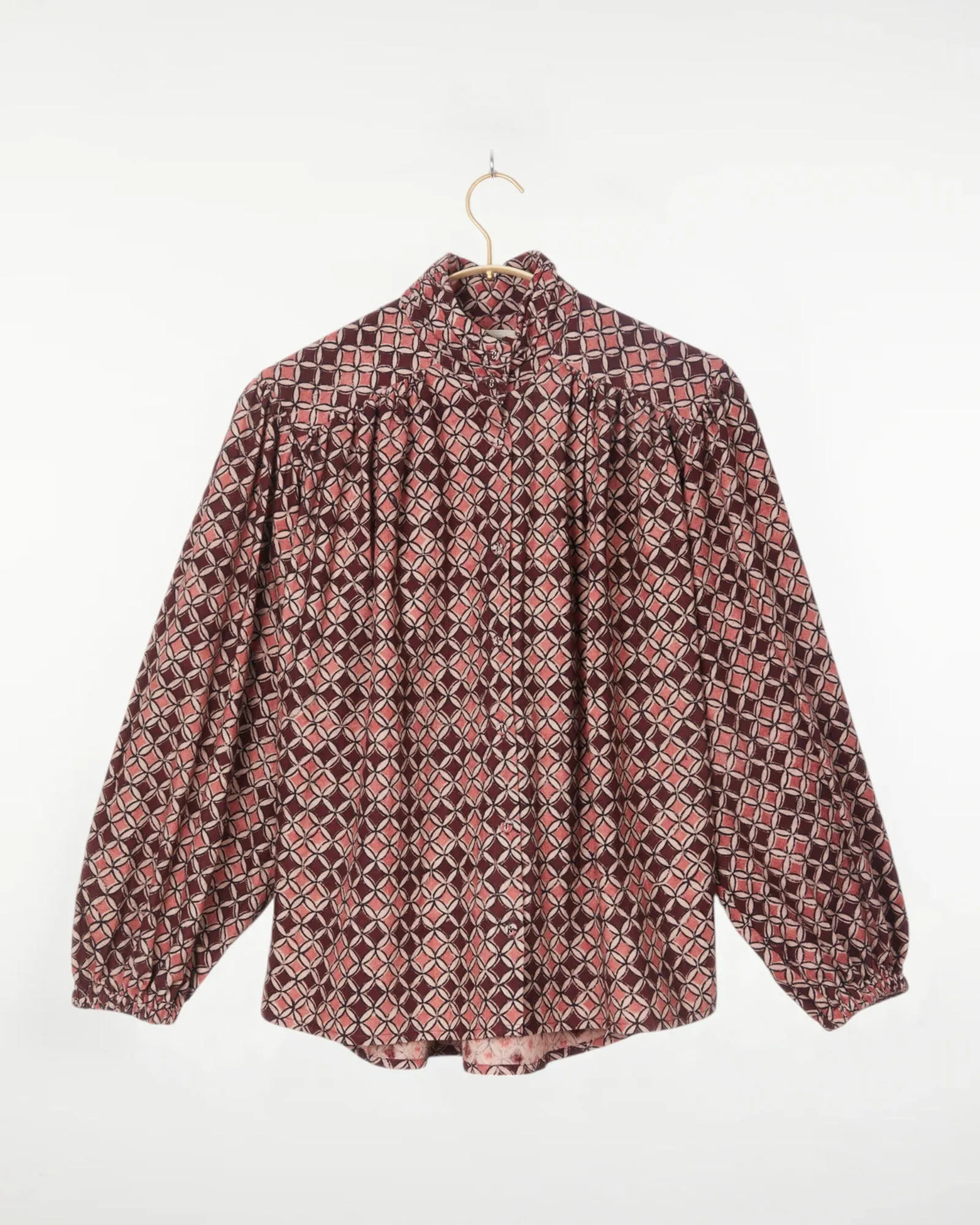 Sabrina Top Kora Geometric Print Brown sold by The Umber & Ochre
