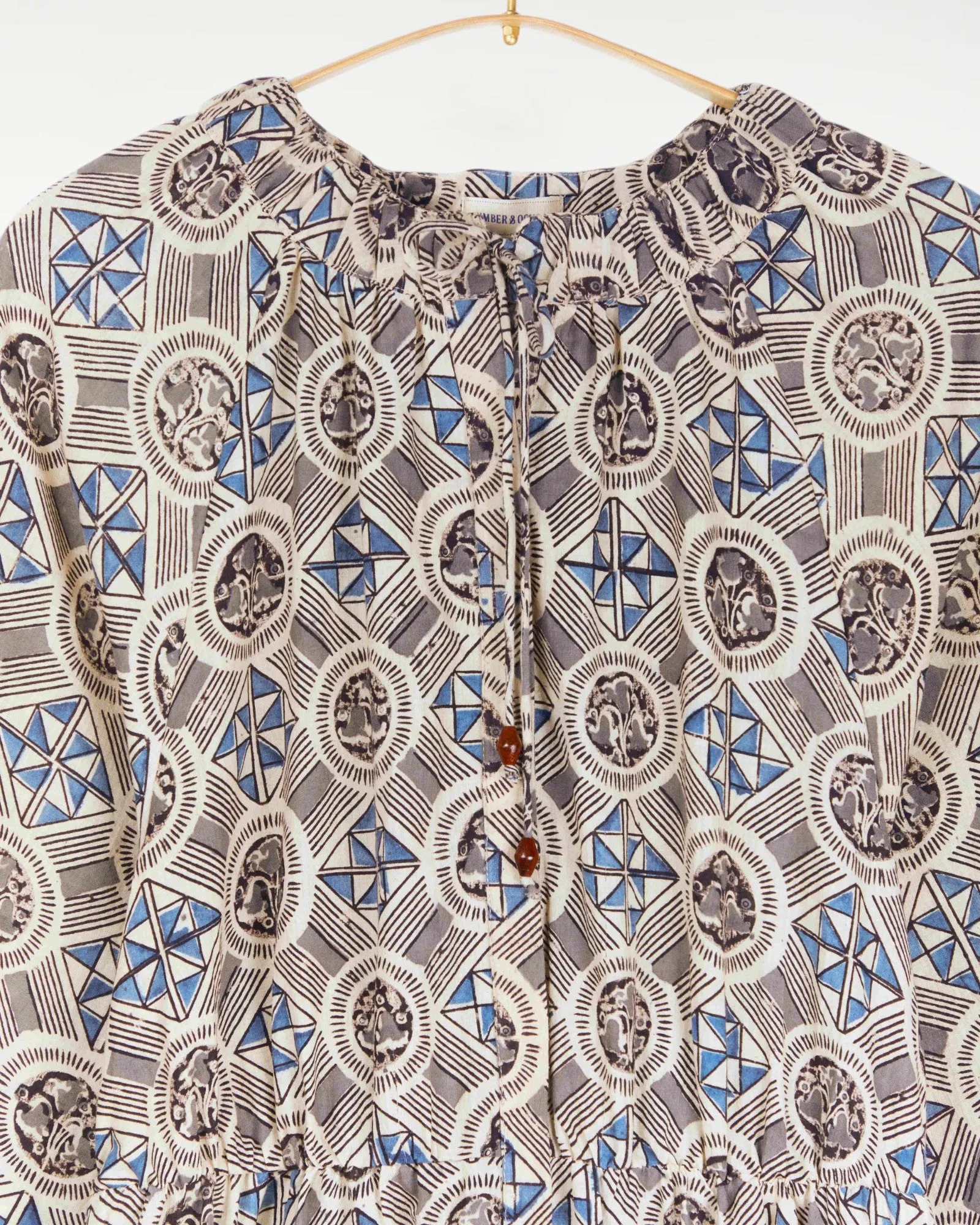 Mahira Dress Tile Print Indigo sold by The Umber & Ochre product image thumbnail 2
