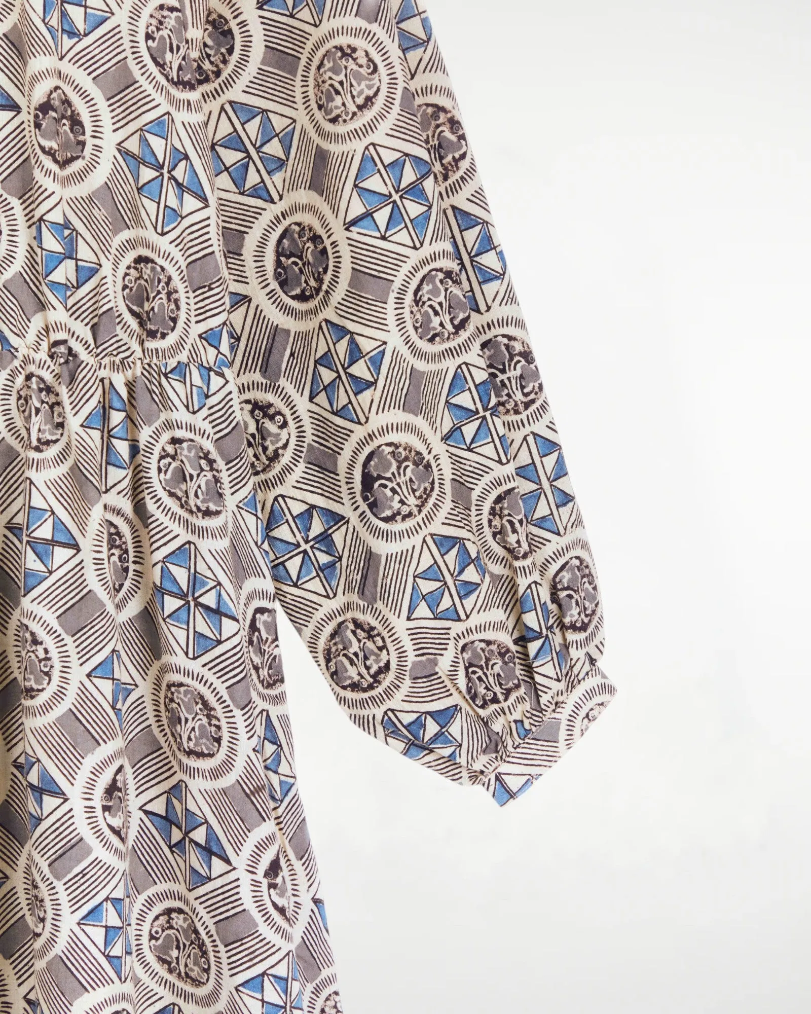Mahira Dress Tile Print Indigo sold by The Umber & Ochre product image thumbnail 3