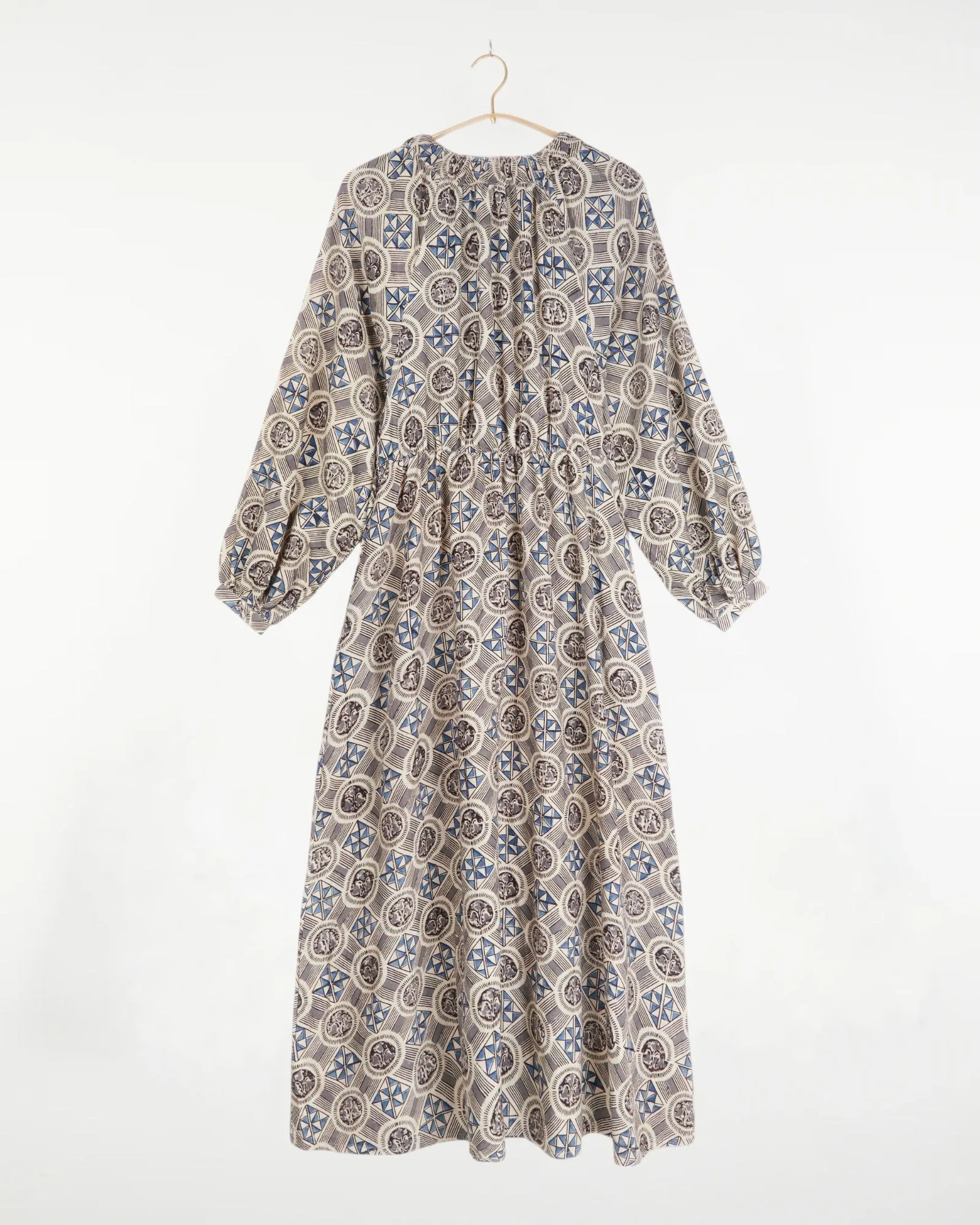 Mahira Dress Tile Print Indigo sold by The Umber & Ochre product image thumbnail 4