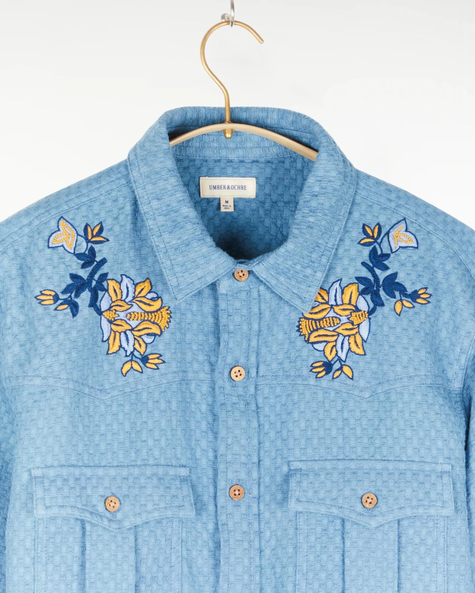 Kalpa Western Shirt Embroidered Kora Lt Indigo sold by The Umber & Ochre product image thumbnail 2