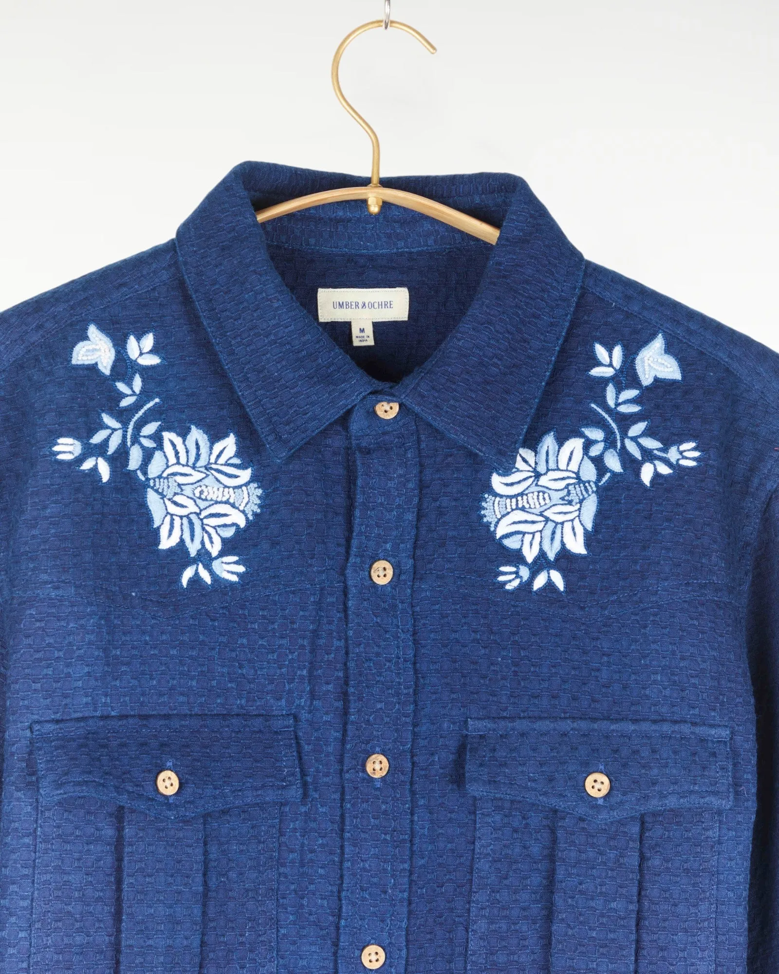 Kalpa Western Shirt Embroidered Indigo sold by The Umber & Ochre product image thumbnail 2