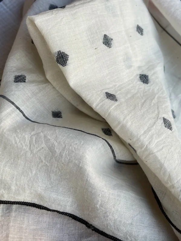 Jamdani Cotton Bandana in Natural w/Black Jamdani made by The Umber & Ochre
