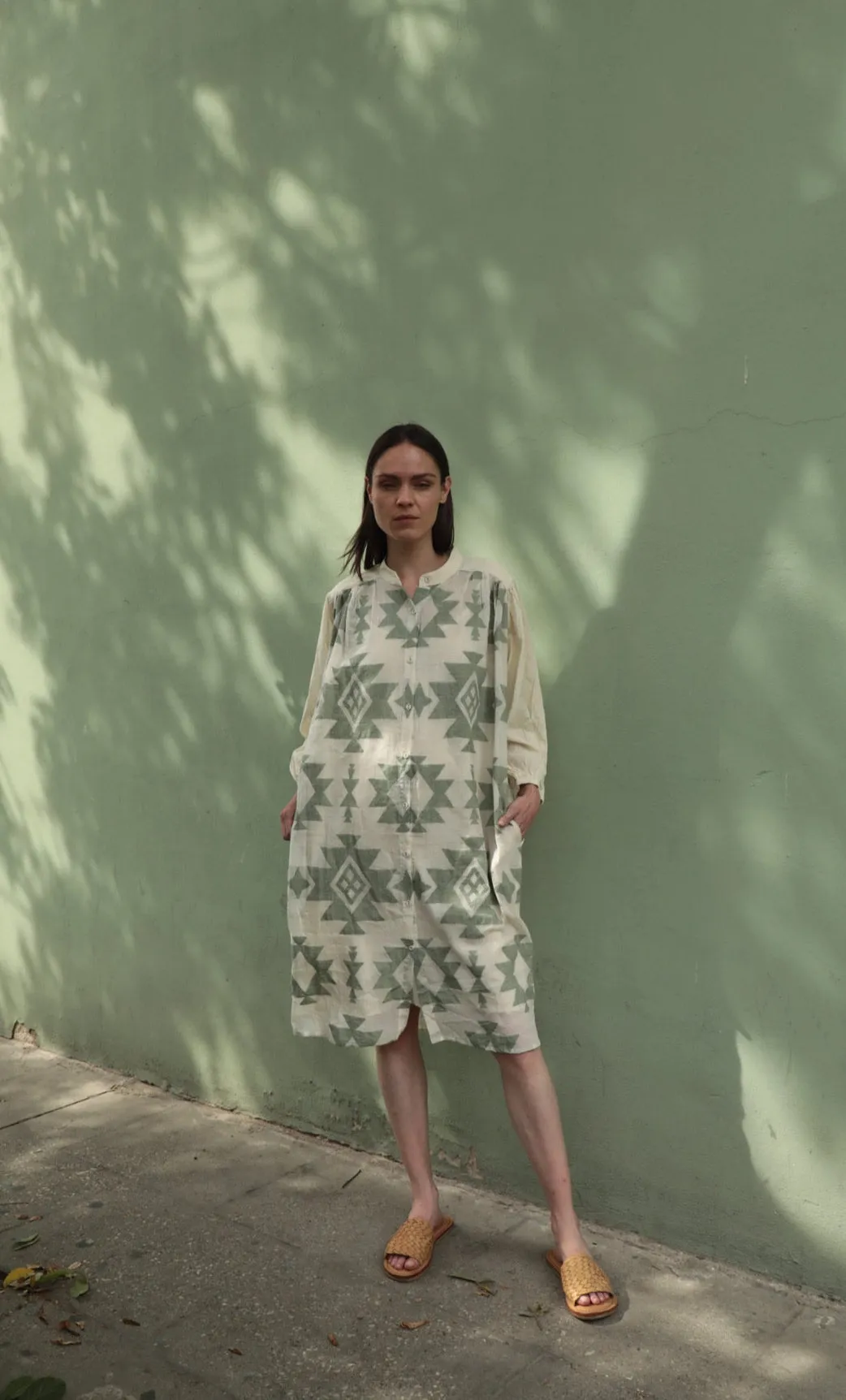 Samira Tunic in Jamdani Sage sold by The Umber & Ochre