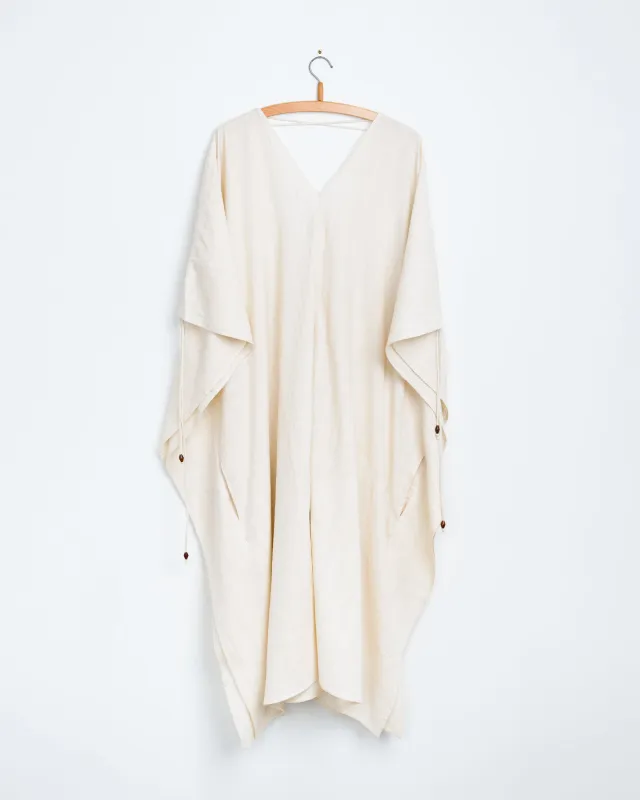 Cleo Caftan in Mockleno Check Natural made by The Umber & Ochre