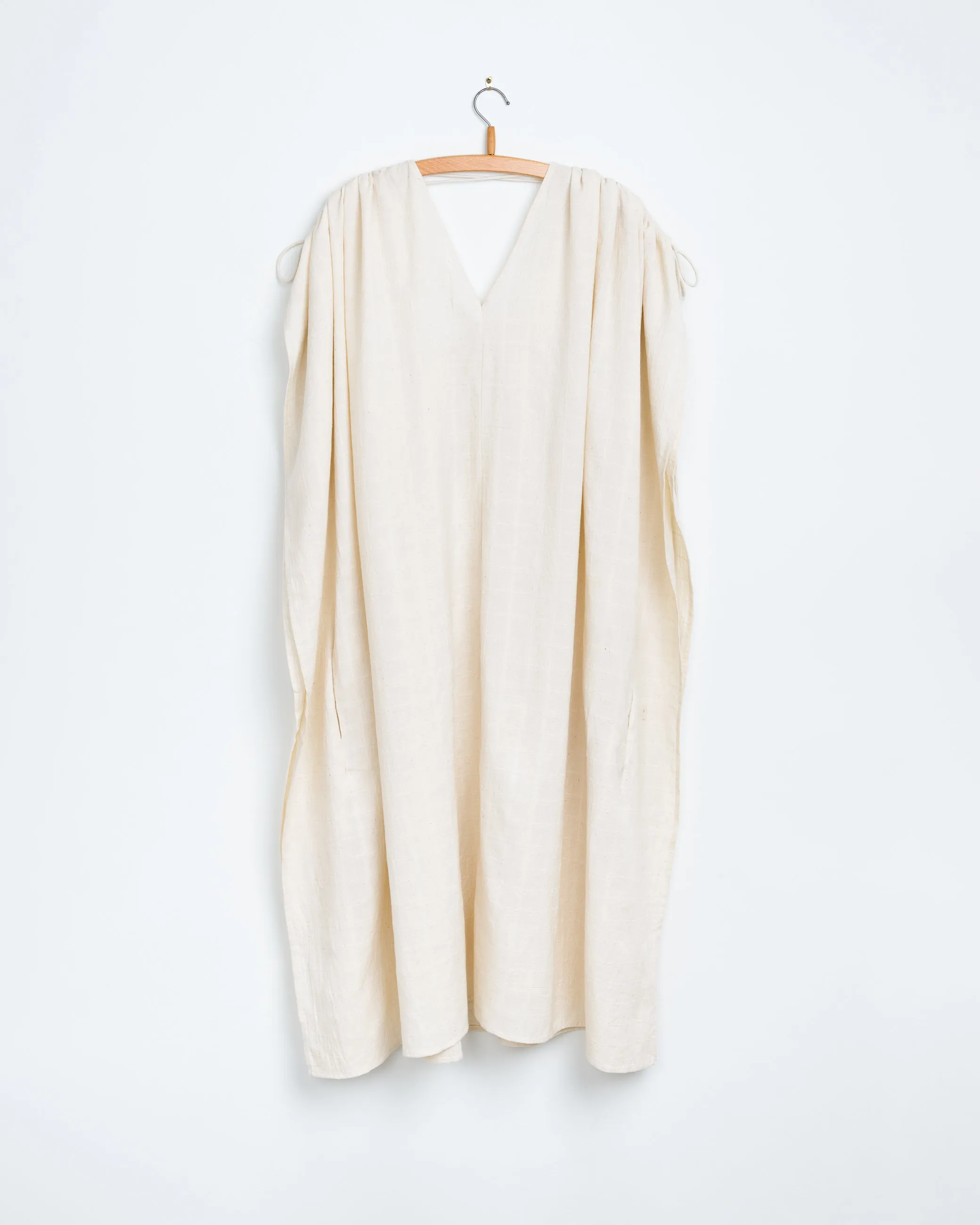 Cleo Caftan in Mockleno Check Natural sold by The Umber & Ochre product image thumbnail 3