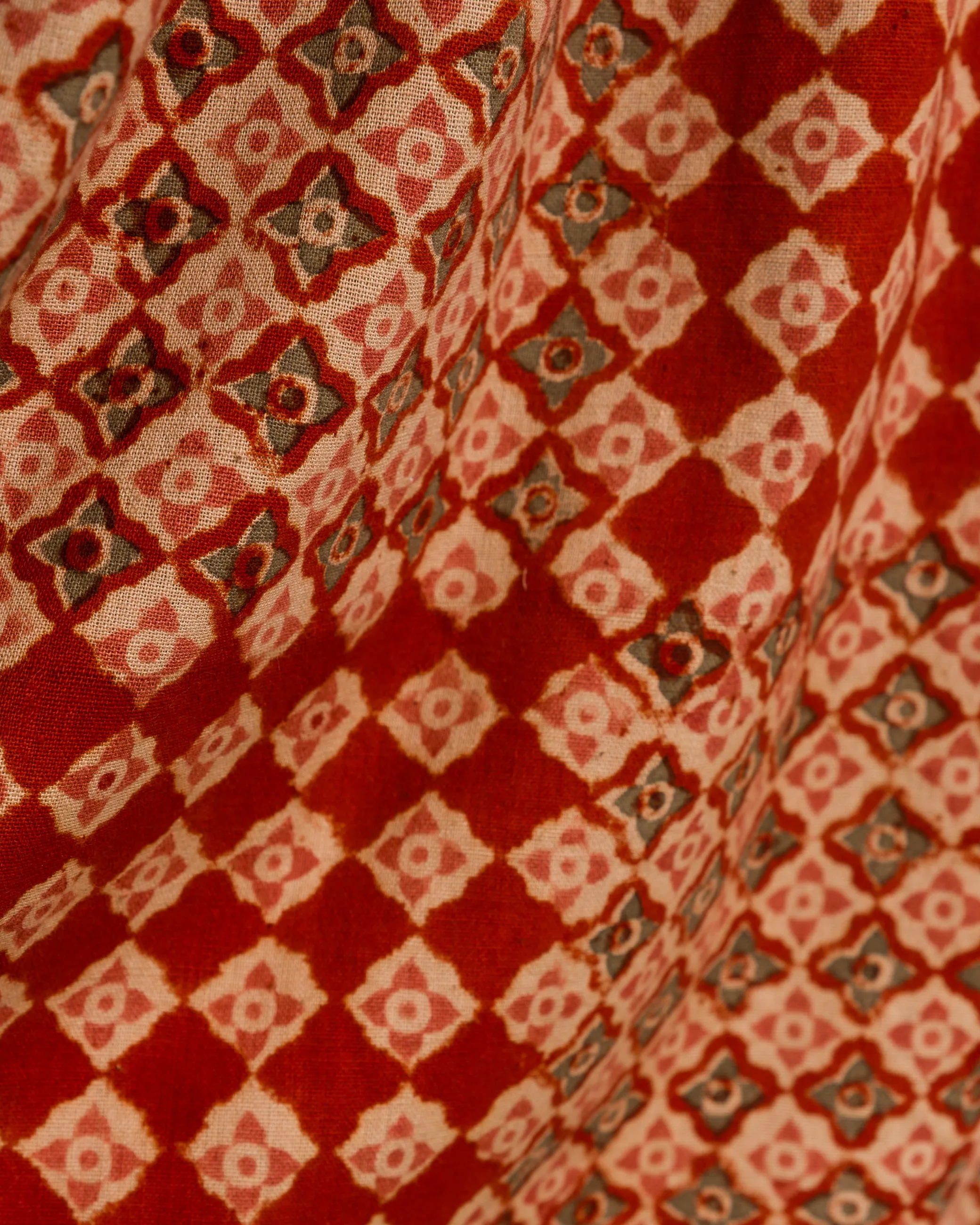 Anika Dress in Engineered Tile Print Madder sold by The Umber & Ochre product image thumbnail 2