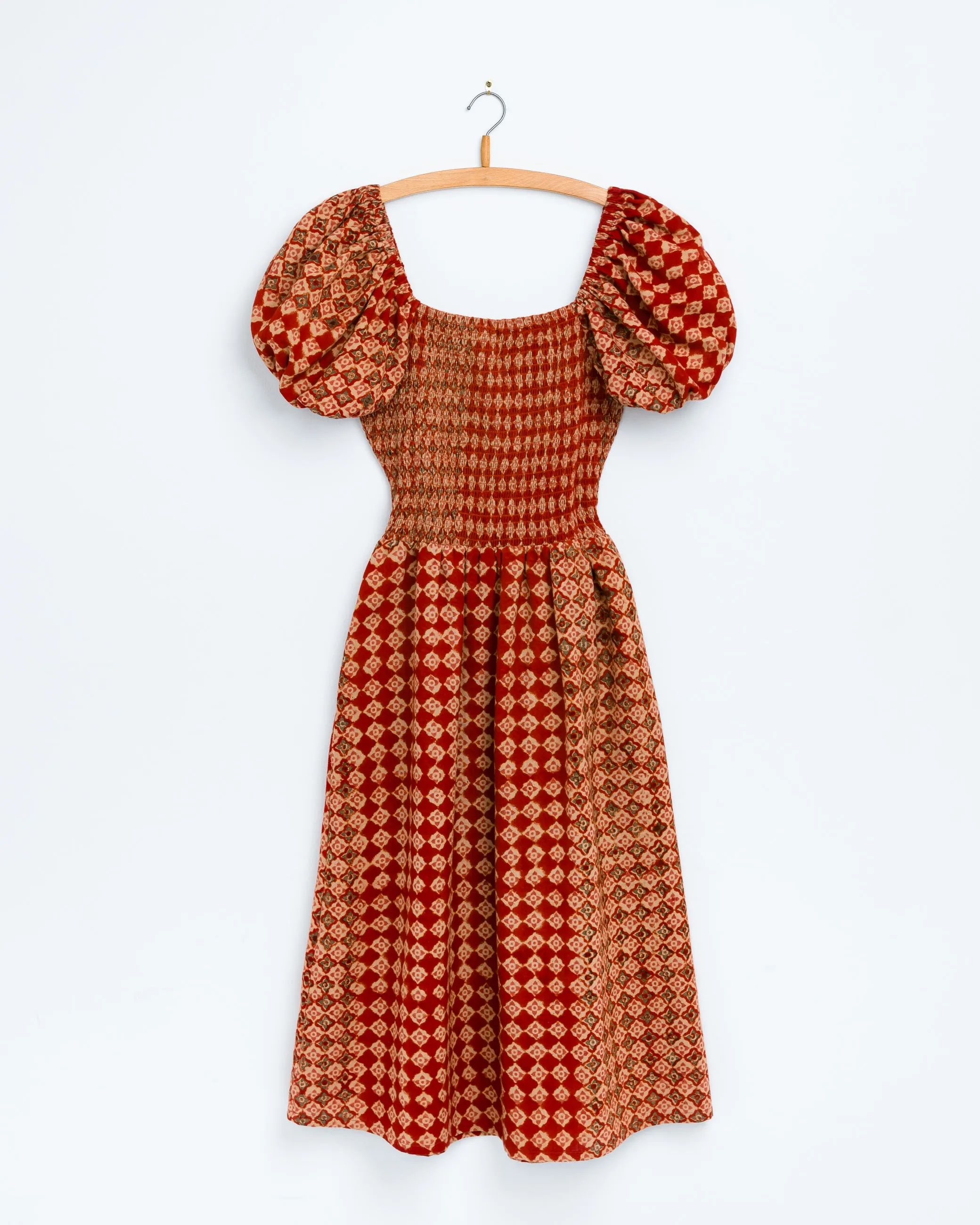 Anika Dress in Engineered Tile Print Madder sold by The Umber & Ochre product image thumbnail 5
