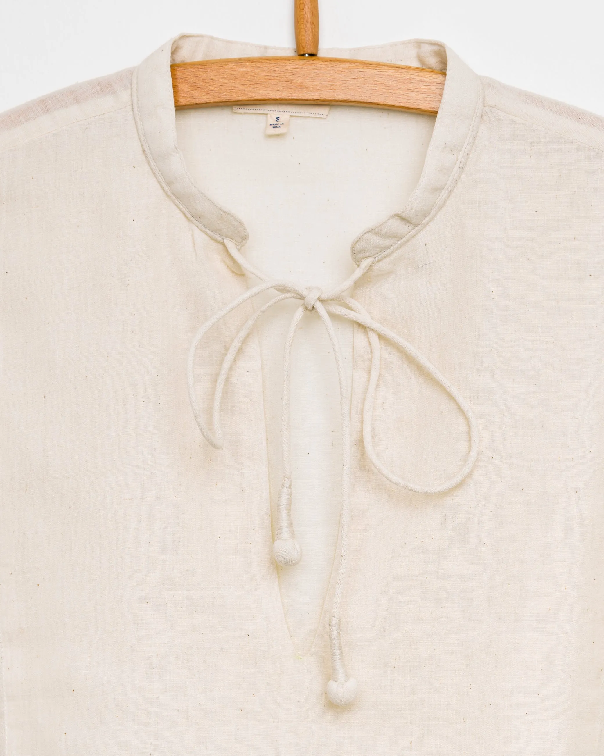 Hema Tie Top in Chikankari Embroidery Natural sold by The Umber & Ochre product image thumbnail 2