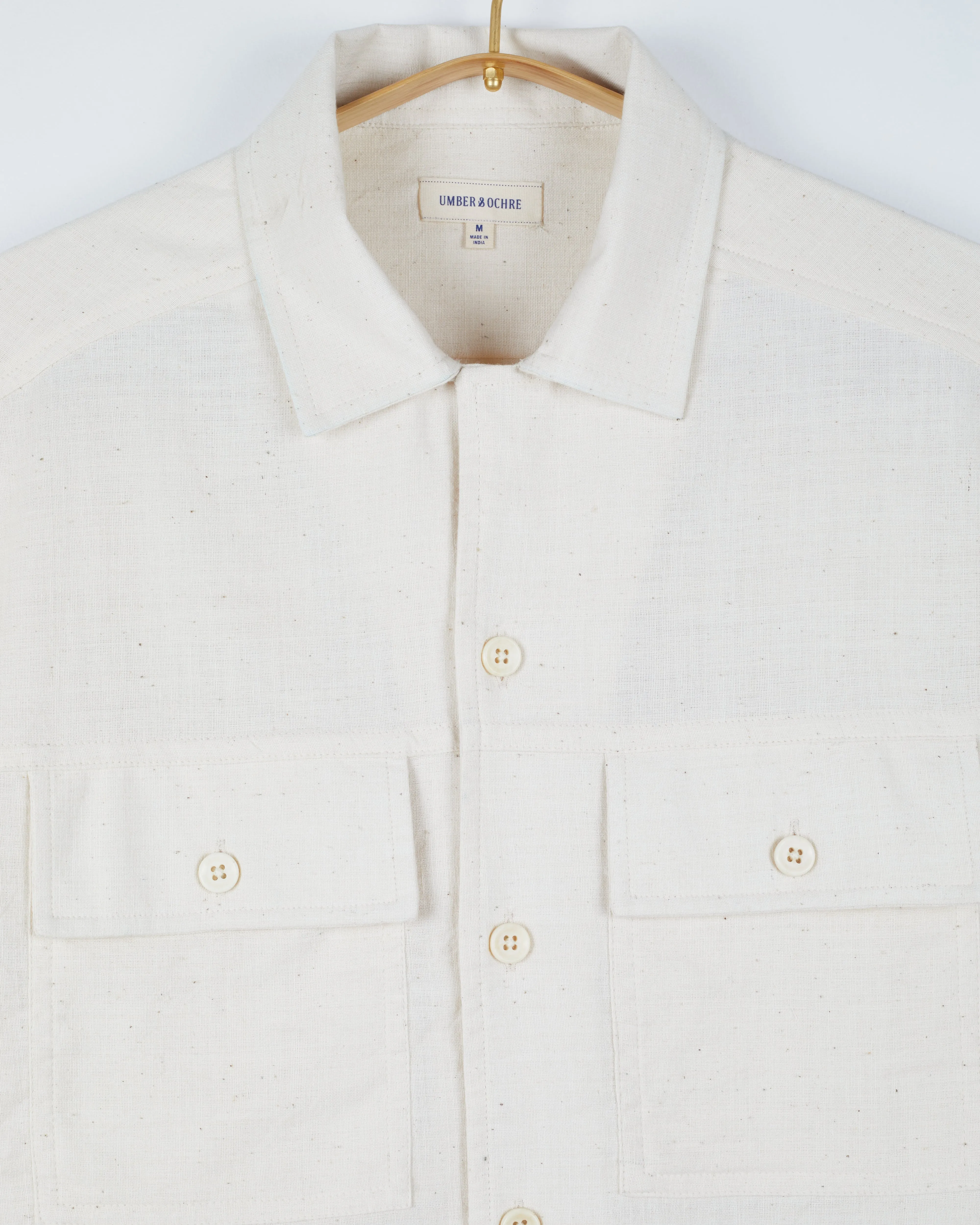 Harshil 2 Pocket Shirt in Tipping Stripe Border Natural sold by The Umber & Ochre product image thumbnail 4