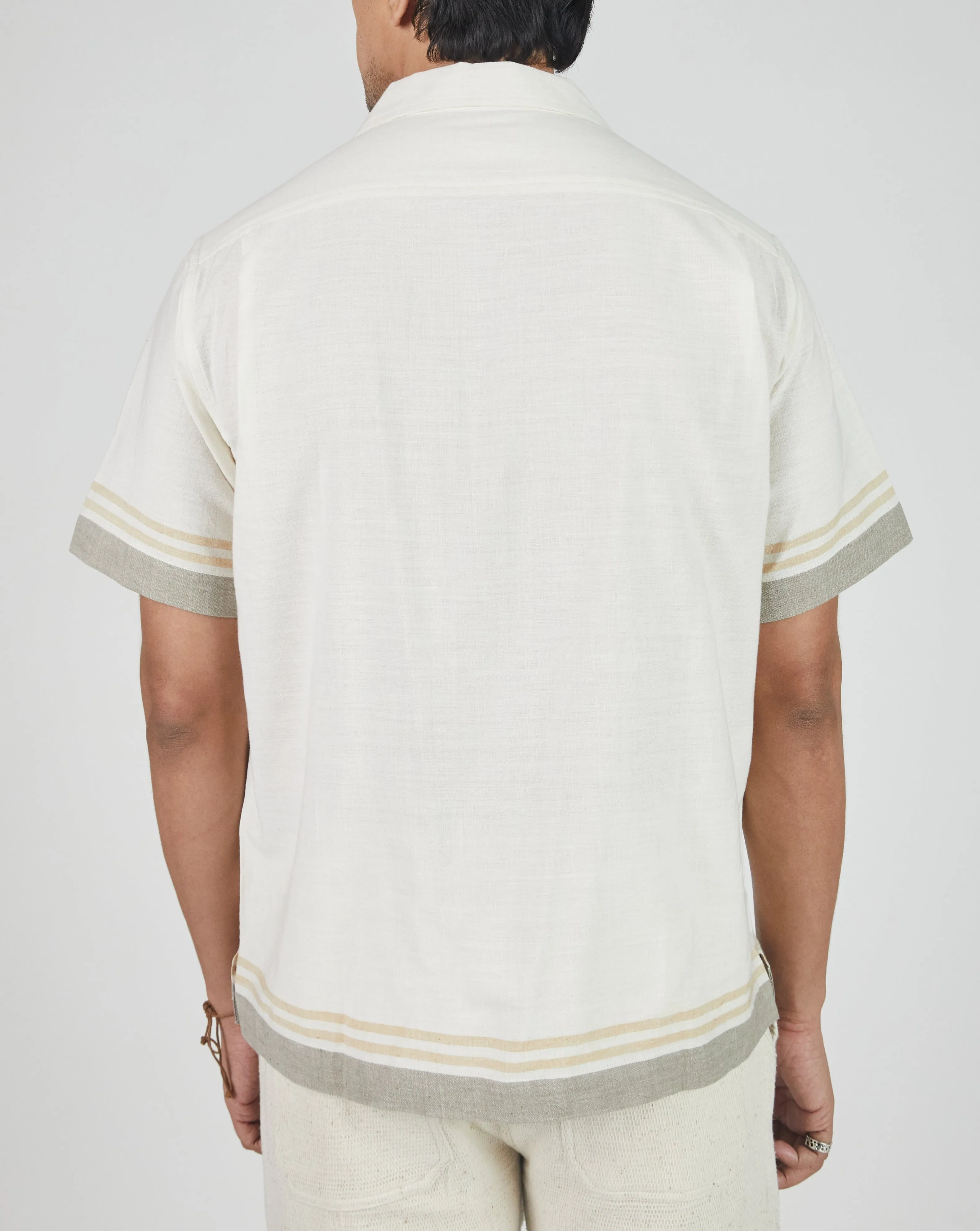 Harshil 2 Pocket Shirt in Tipping Stripe Border Natural sold by The Umber & Ochre product image thumbnail 2