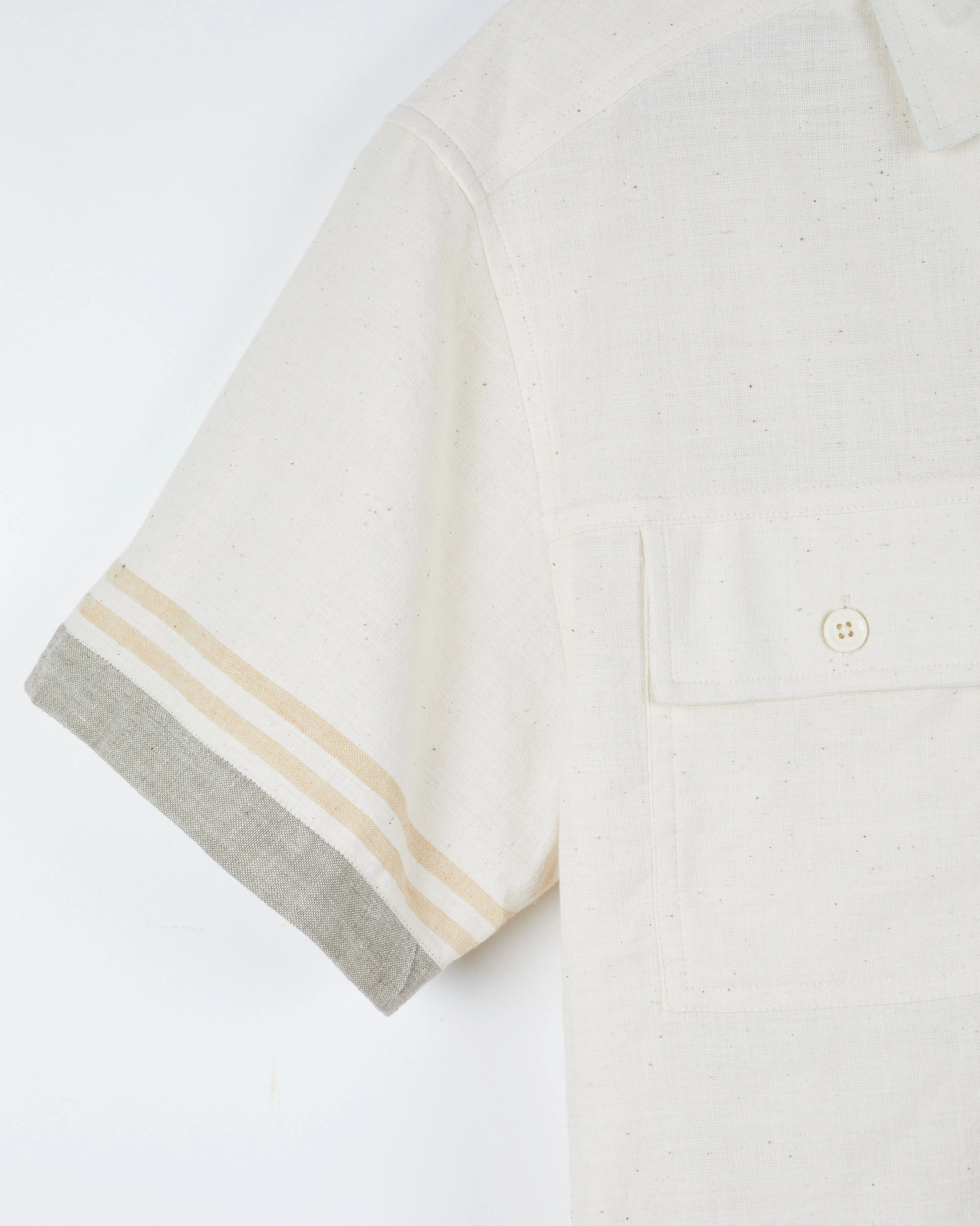 Harshil 2 Pocket Shirt in Tipping Stripe Border Natural sold by The Umber & Ochre product image thumbnail 5