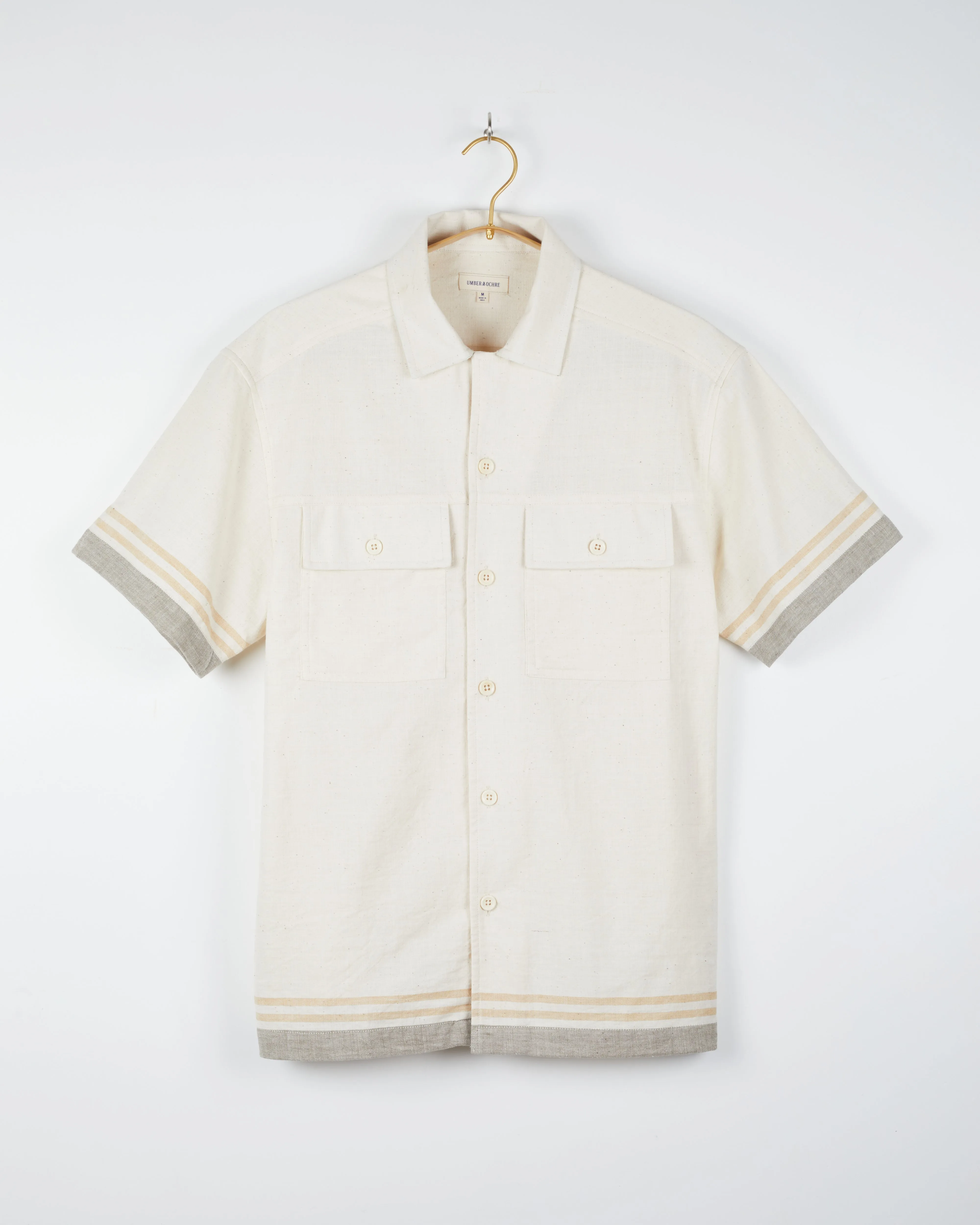 Harshil 2 Pocket Shirt in Tipping Stripe Border Natural sold by The Umber & Ochre product image thumbnail 3
