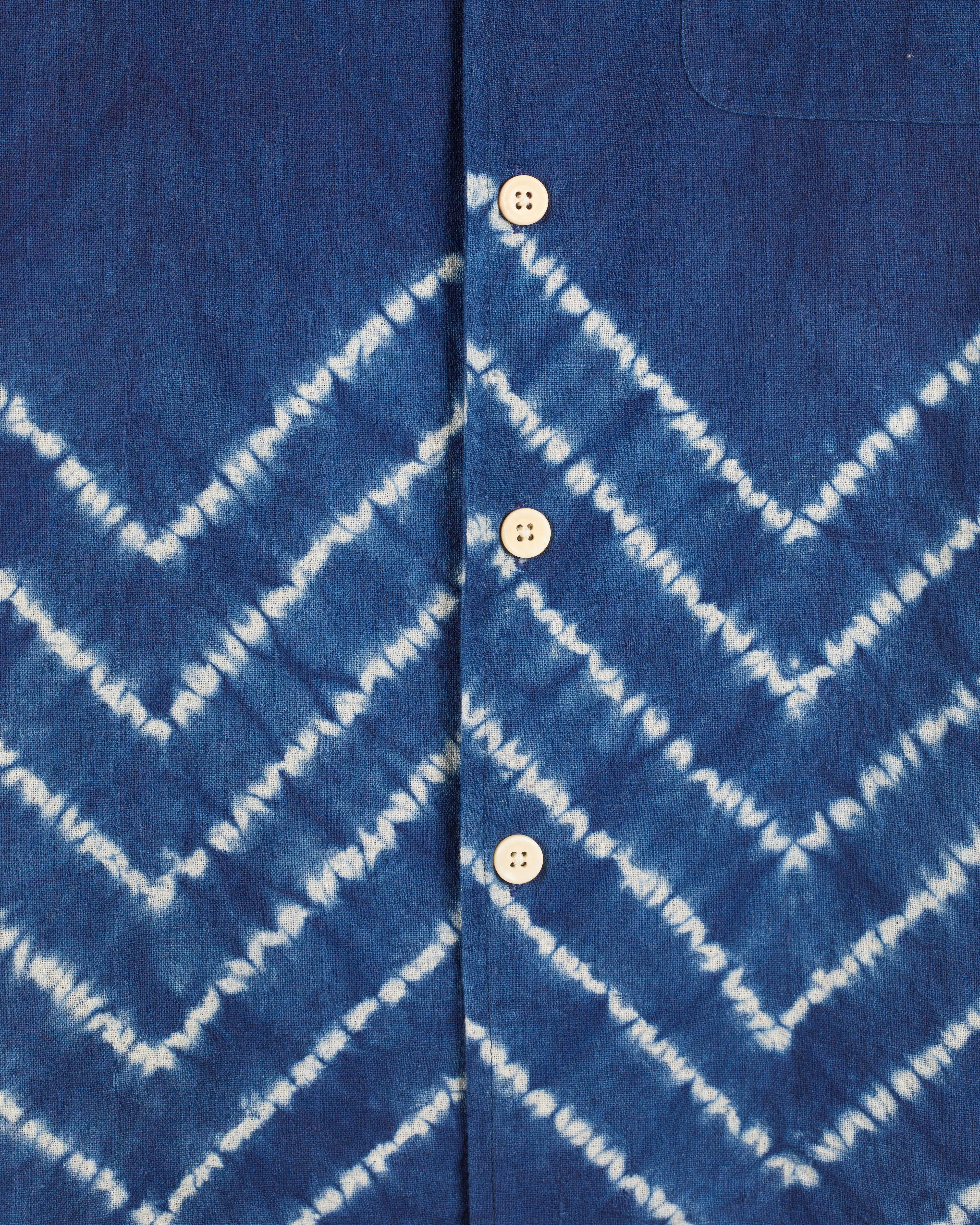 Khushi Camp Shirt in Chevron Shibori Indigo sold by The Umber & Ochre product image thumbnail 4