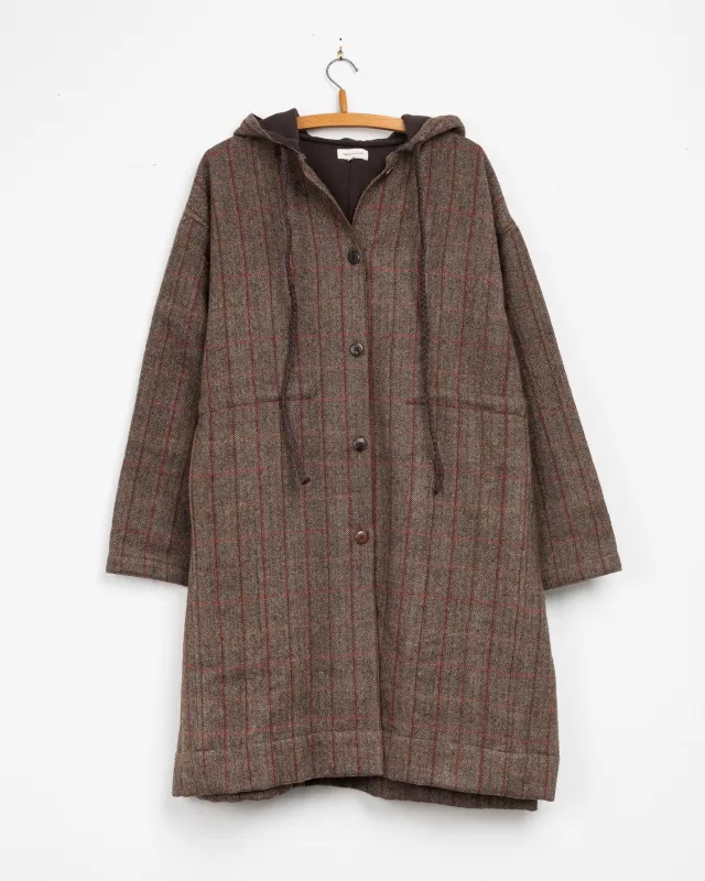 Samaya Hooded Coat in Camel Plaid made by The Umber & Ochre