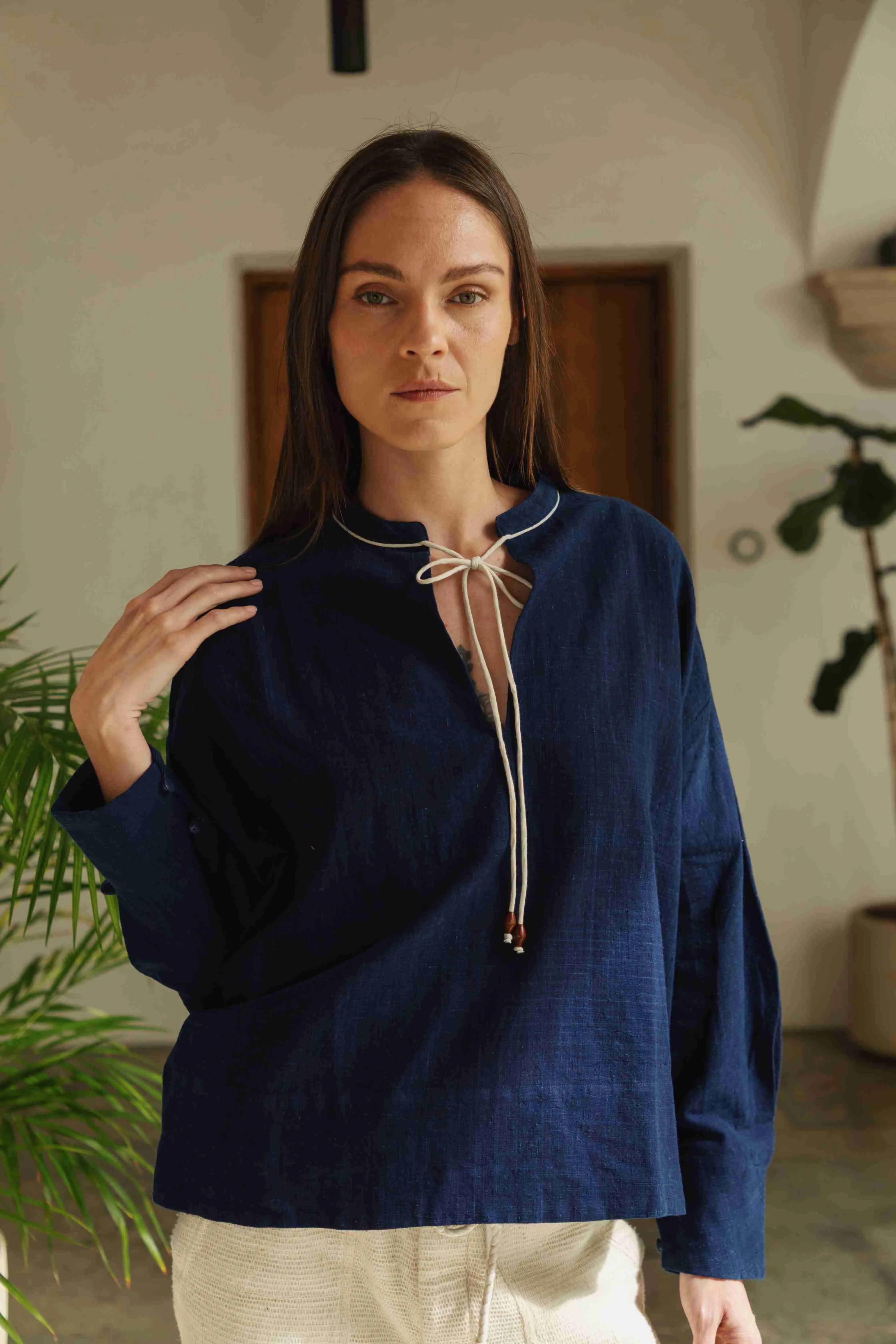 Hemani Tie Top in Indigo sold by The Umber & Ochre