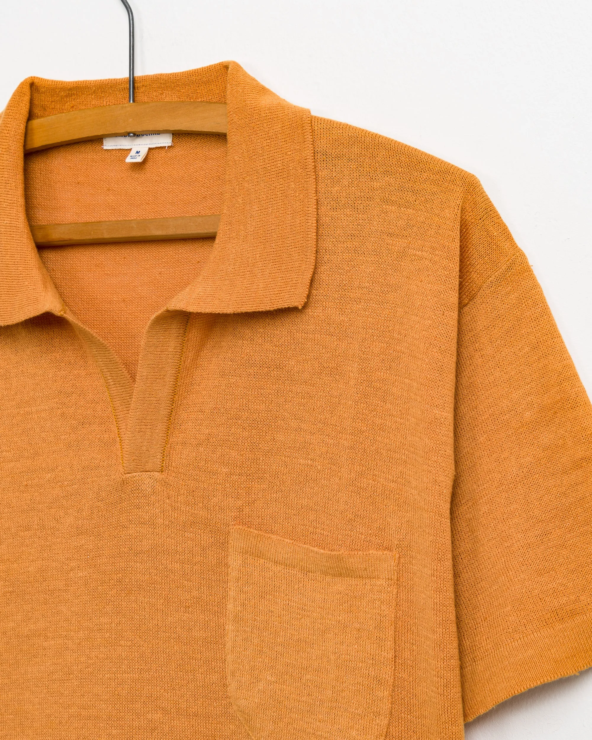 Manbir Johnny Collar Knit Tee in Persimmon sold by The Umber & Ochre product image thumbnail 3