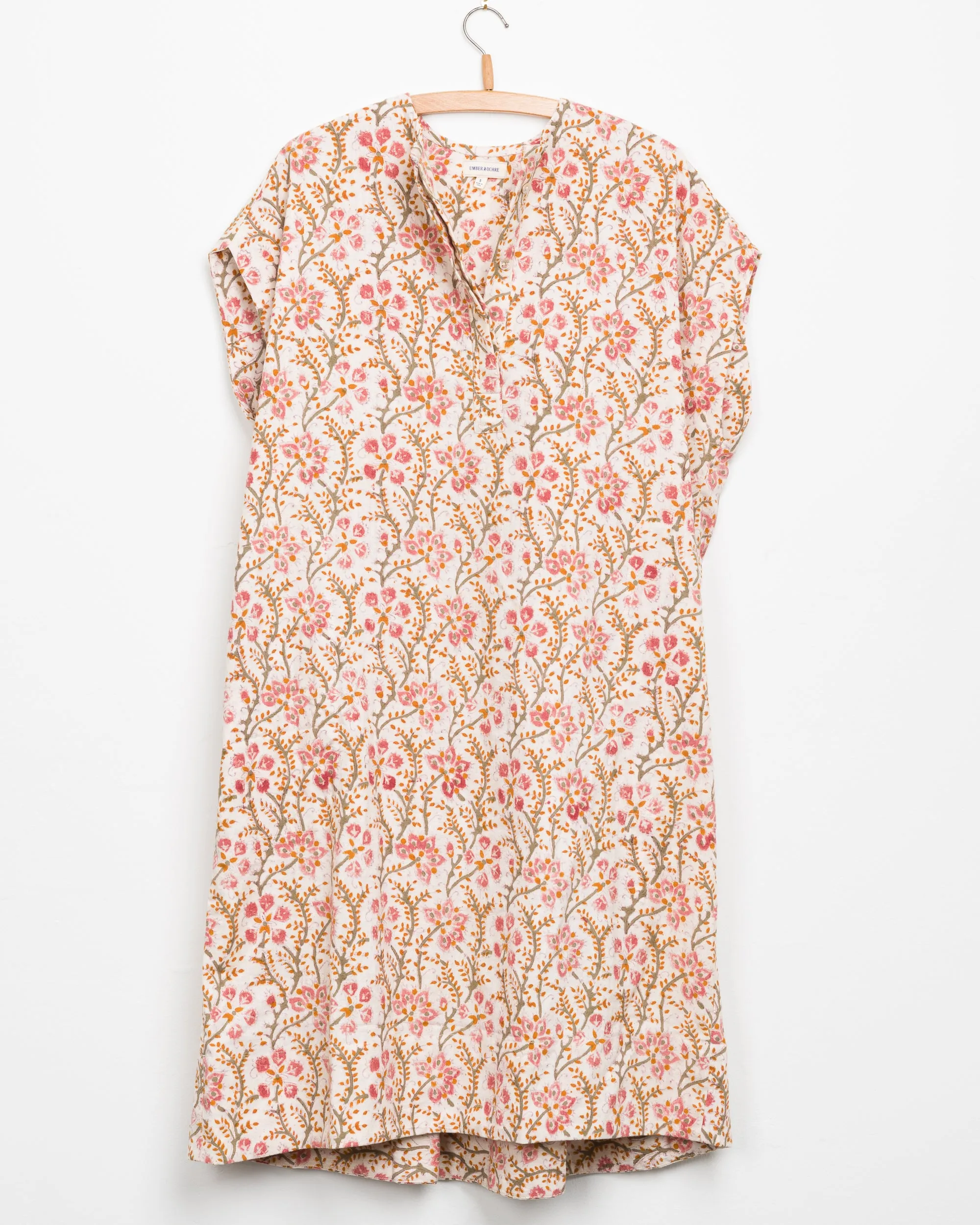Urmi Dress in Pink Floral Block sold by The Umber & Ochre