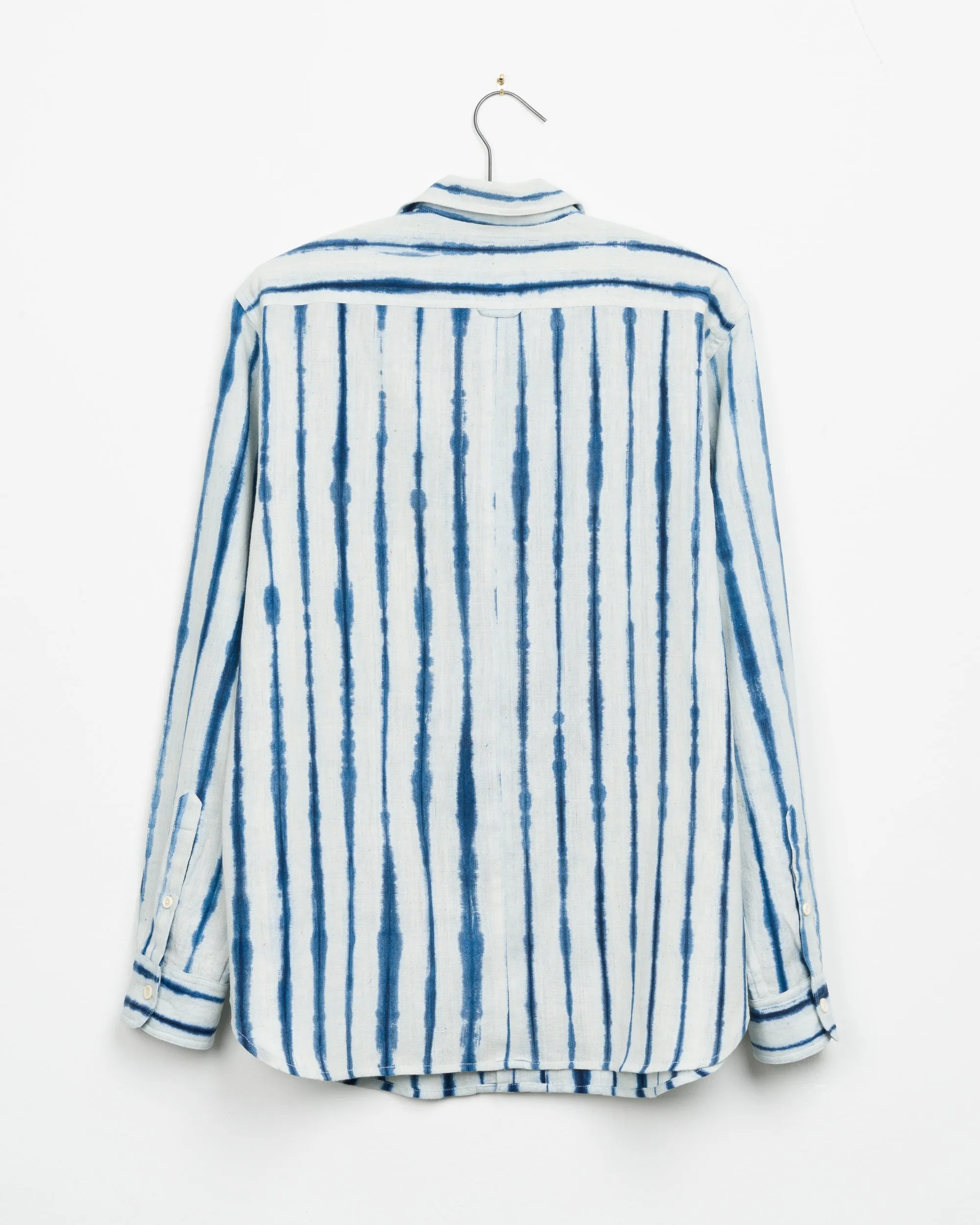 Mazadoor Work Shirt in Indigo Stripe Shibori sold by The Umber & Ochre product image thumbnail 5