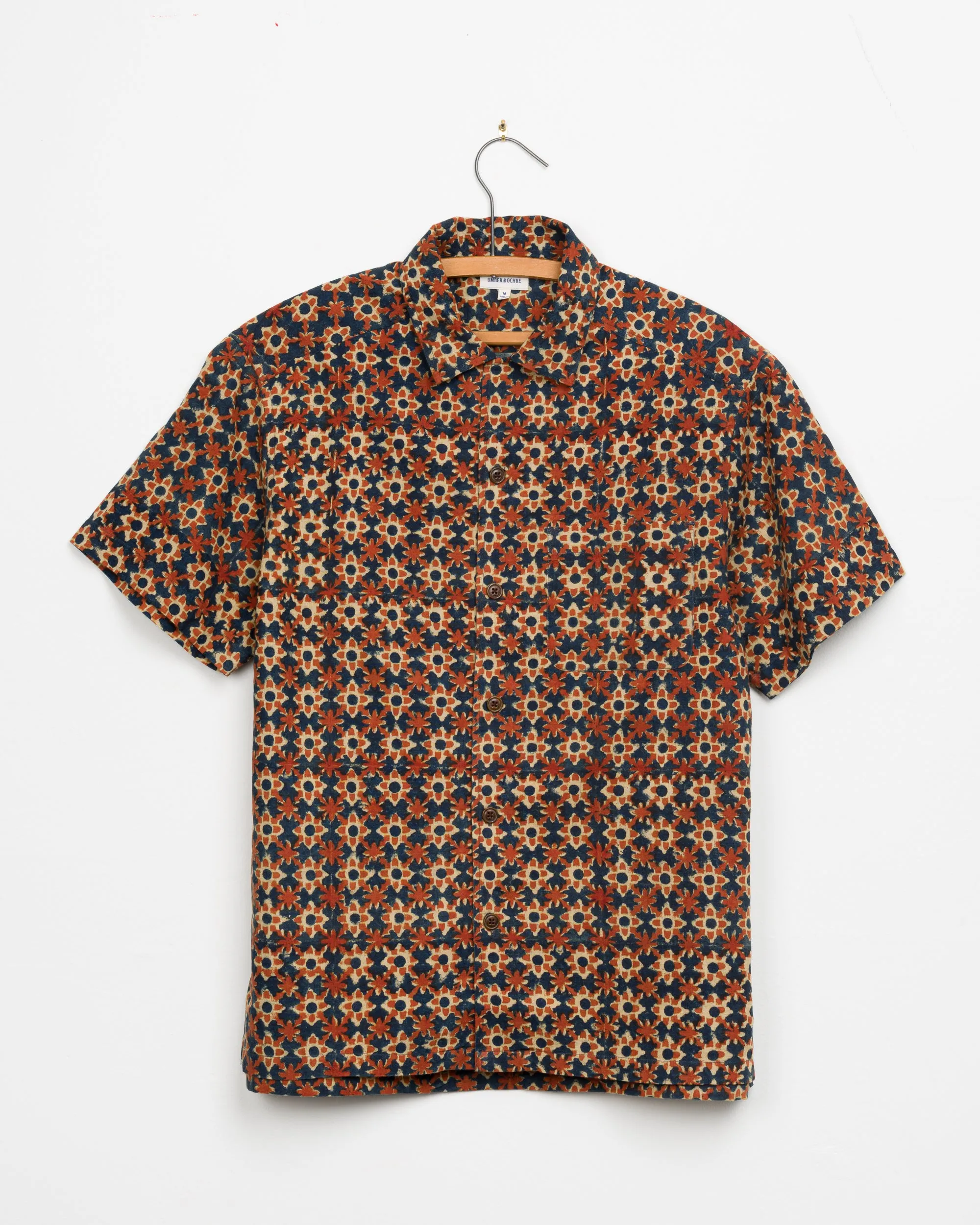 Khushi Camp Shirt in Rust Floral Block sold by The Umber & Ochre product image thumbnail 2