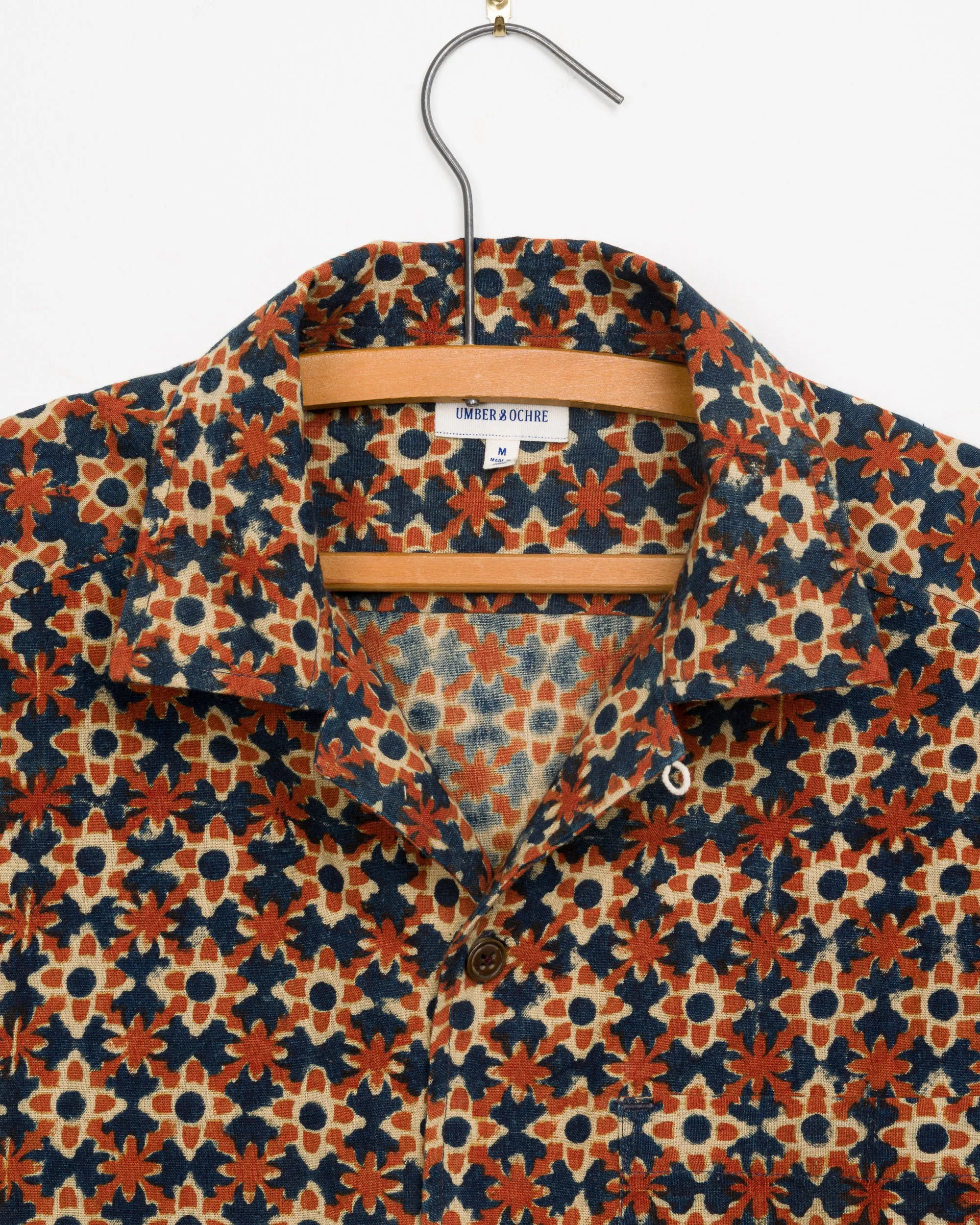Khushi Camp Shirt in Rust Floral Block sold by The Umber & Ochre product image thumbnail 3