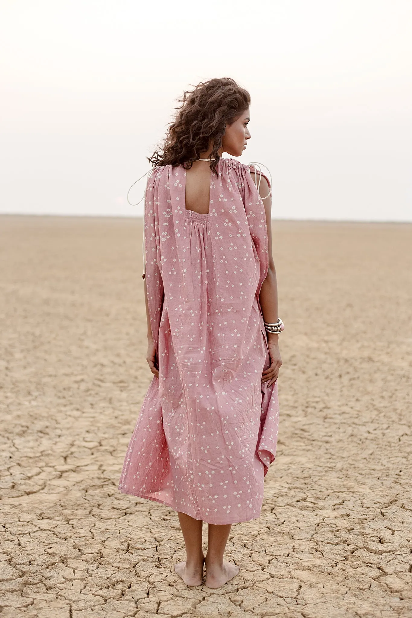 Cleo Caftan in Pink Dot Bandhani sold by The Umber & Ochre product image thumbnail 4