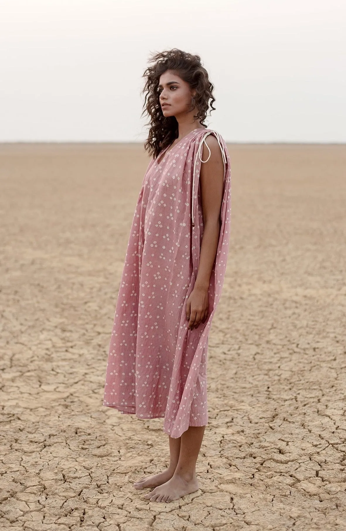 Cleo Caftan in Pink Dot Bandhani sold by The Umber & Ochre product image thumbnail 2