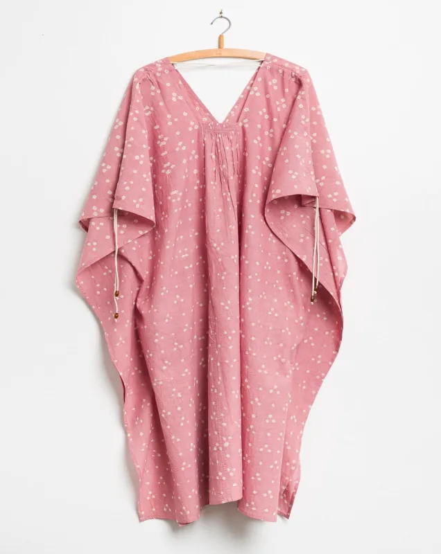 Cleo Caftan in Pink Dot Bandhani made by The Umber & Ochre