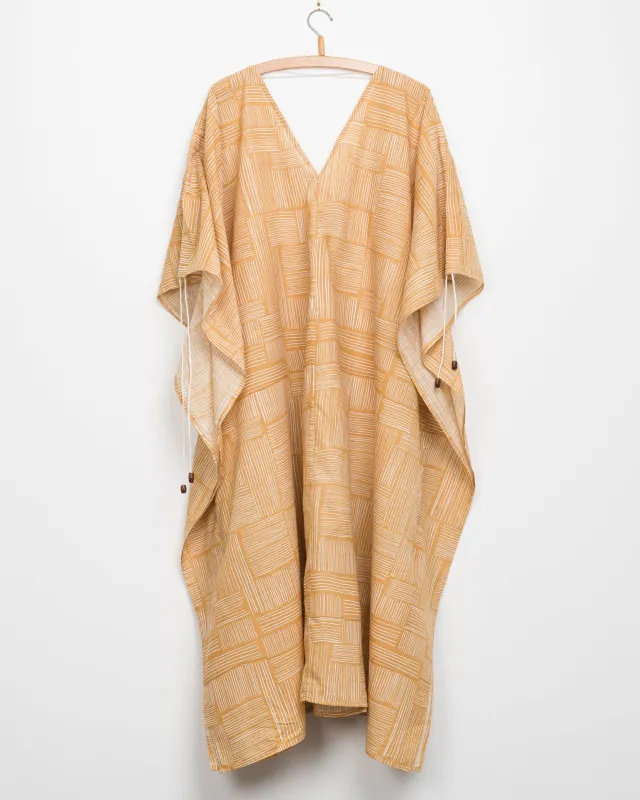 Cleo Caftan in Wheat Block made by The Umber & Ochre
