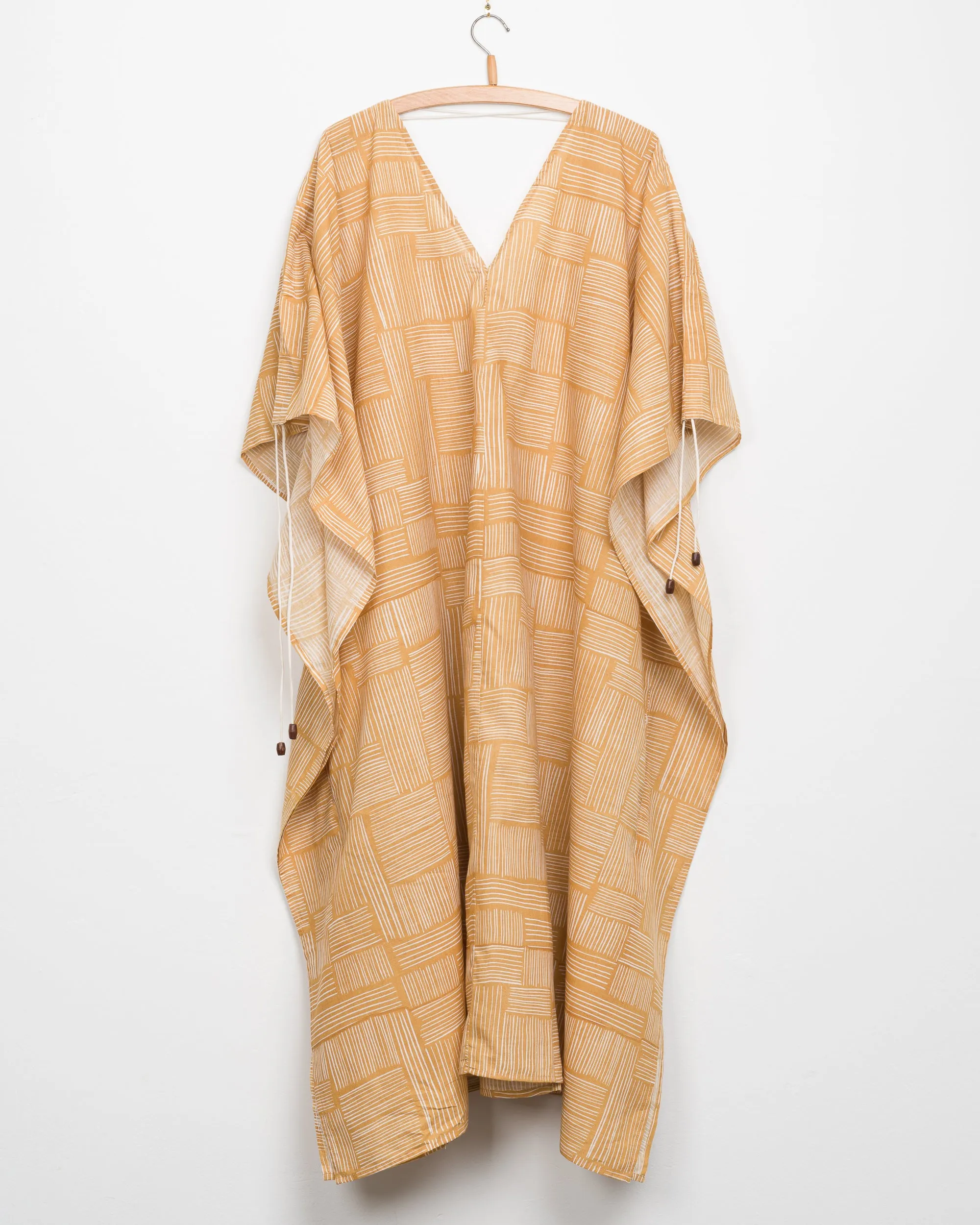 Cleo Caftan in Wheat Block sold by The Umber & Ochre