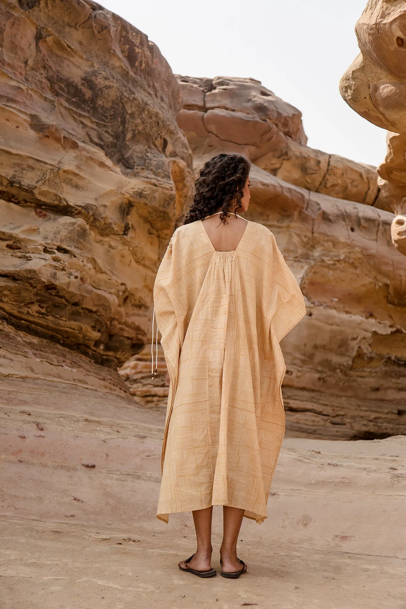 Cleo Caftan in Wheat Block sold by The Umber & Ochre product image thumbnail 5