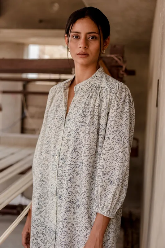 Samira Tunic in Natural Tile Block made by Umber & Ochre