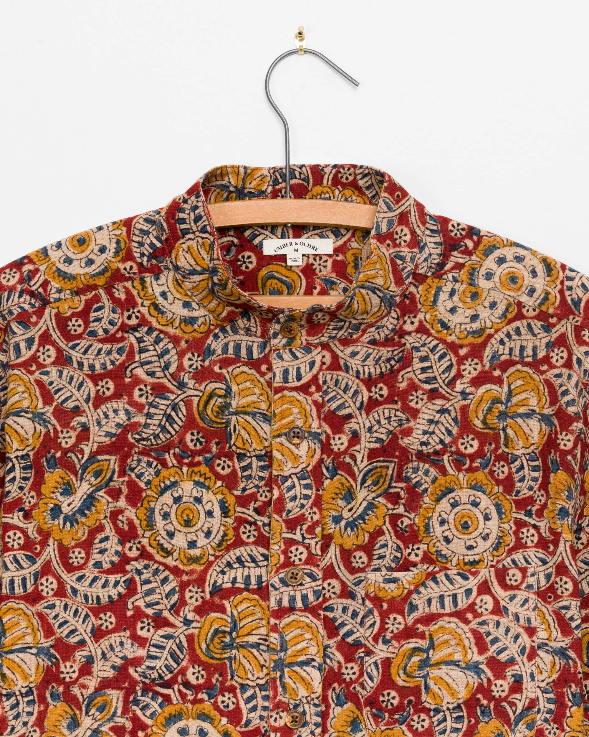Chetan Band Collar Shirt in Red Floral sold by The Umber & Ochre product image thumbnail 2