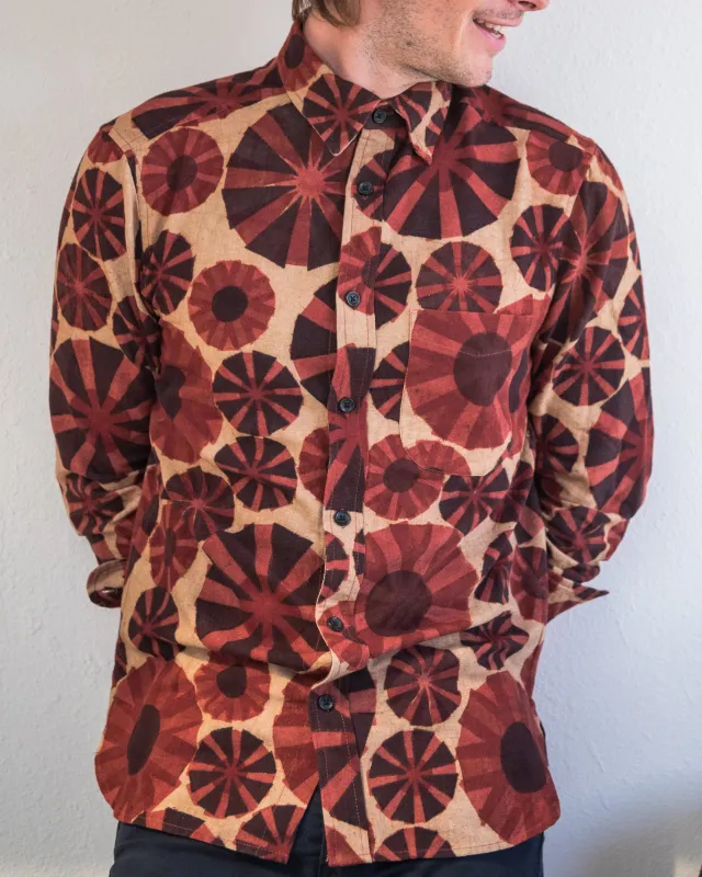 Kabir Standard Shirt w/Saddle Stitch in Pinwheel made by The Umber & Ochre